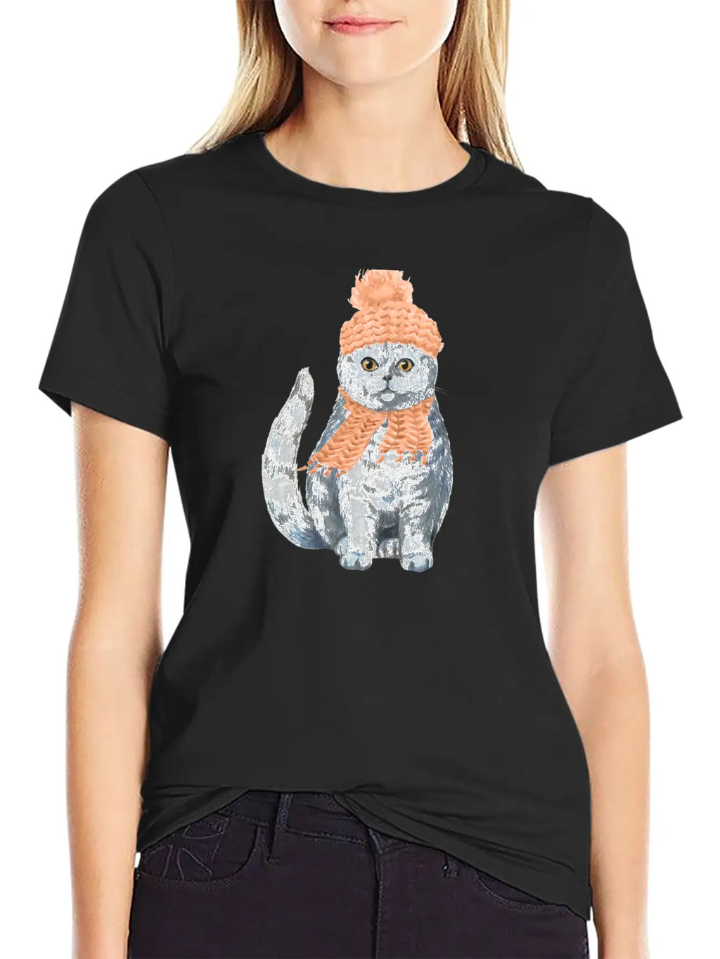 Cat Winter Design Unisex Casual T-Shirt – Clean Design For Daily Comfort