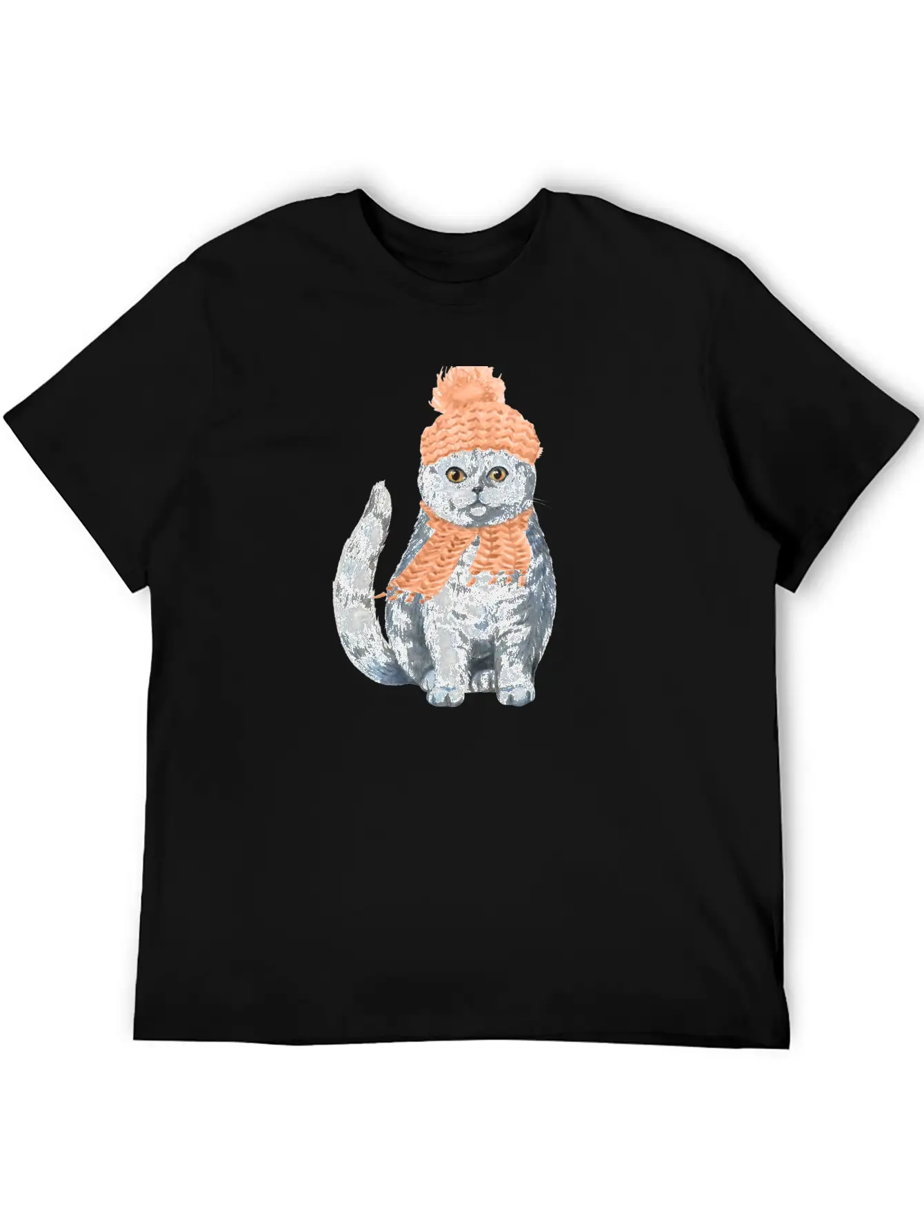 Cat Winter Design Unisex Casual T-Shirt – Clean Design For Daily Comfort