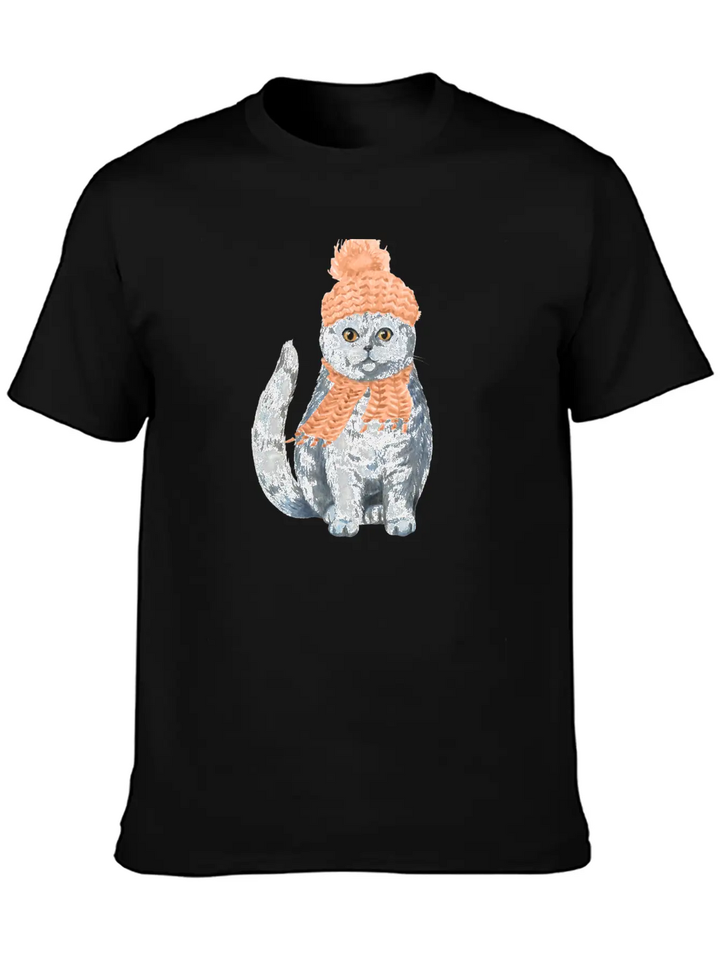 Cat Winter Design Unisex Casual T-Shirt – Clean Design For Daily Comfort