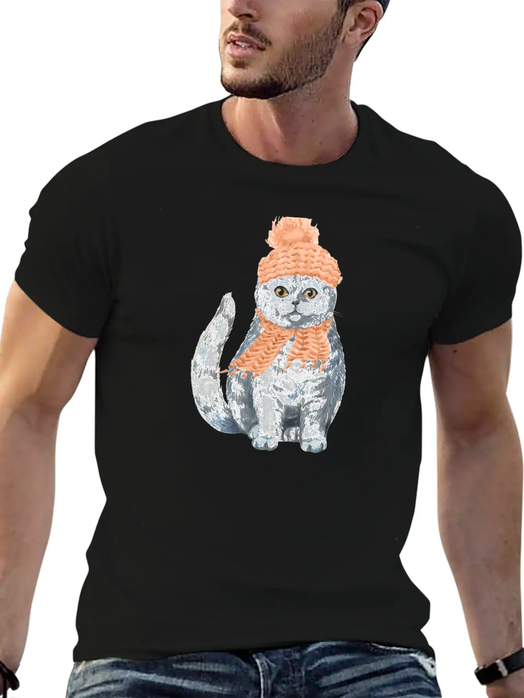 Cat Winter Design Unisex Casual T-Shirt – Clean Design For Daily Comfort