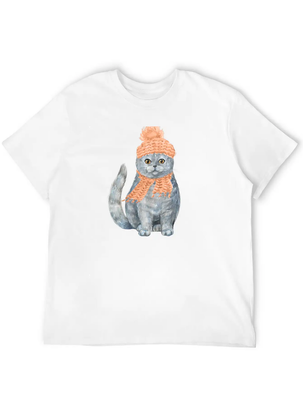 Cat Winter Design Unisex Casual T-Shirt – Clean Design For Daily Comfort