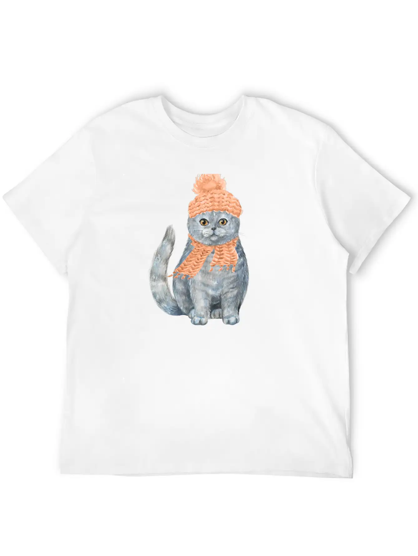 Cat Winter Design Unisex Casual T-Shirt – Clean Design For Daily Comfort