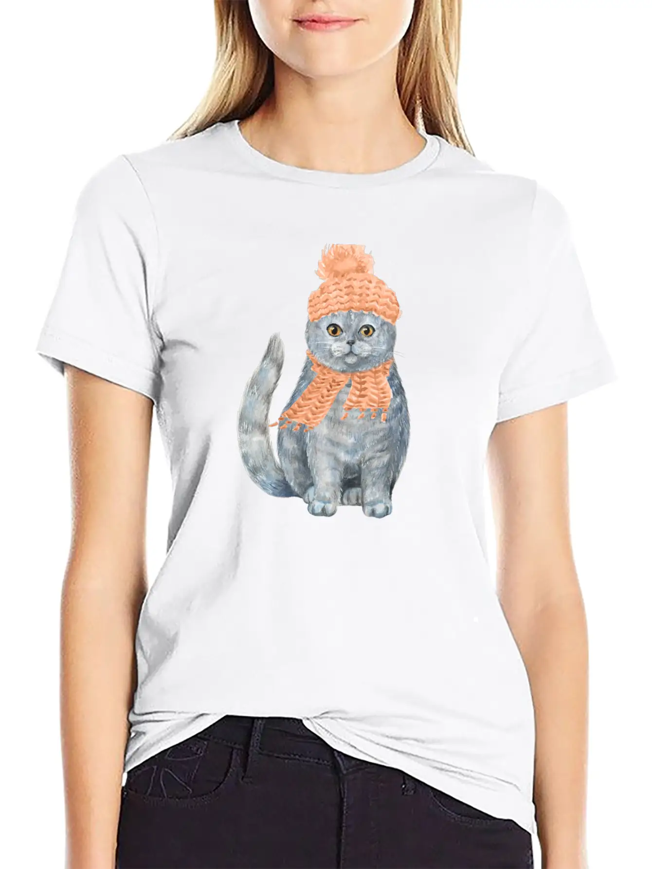 Cat Winter Design Unisex Casual T-Shirt – Clean Design For Daily Comfort
