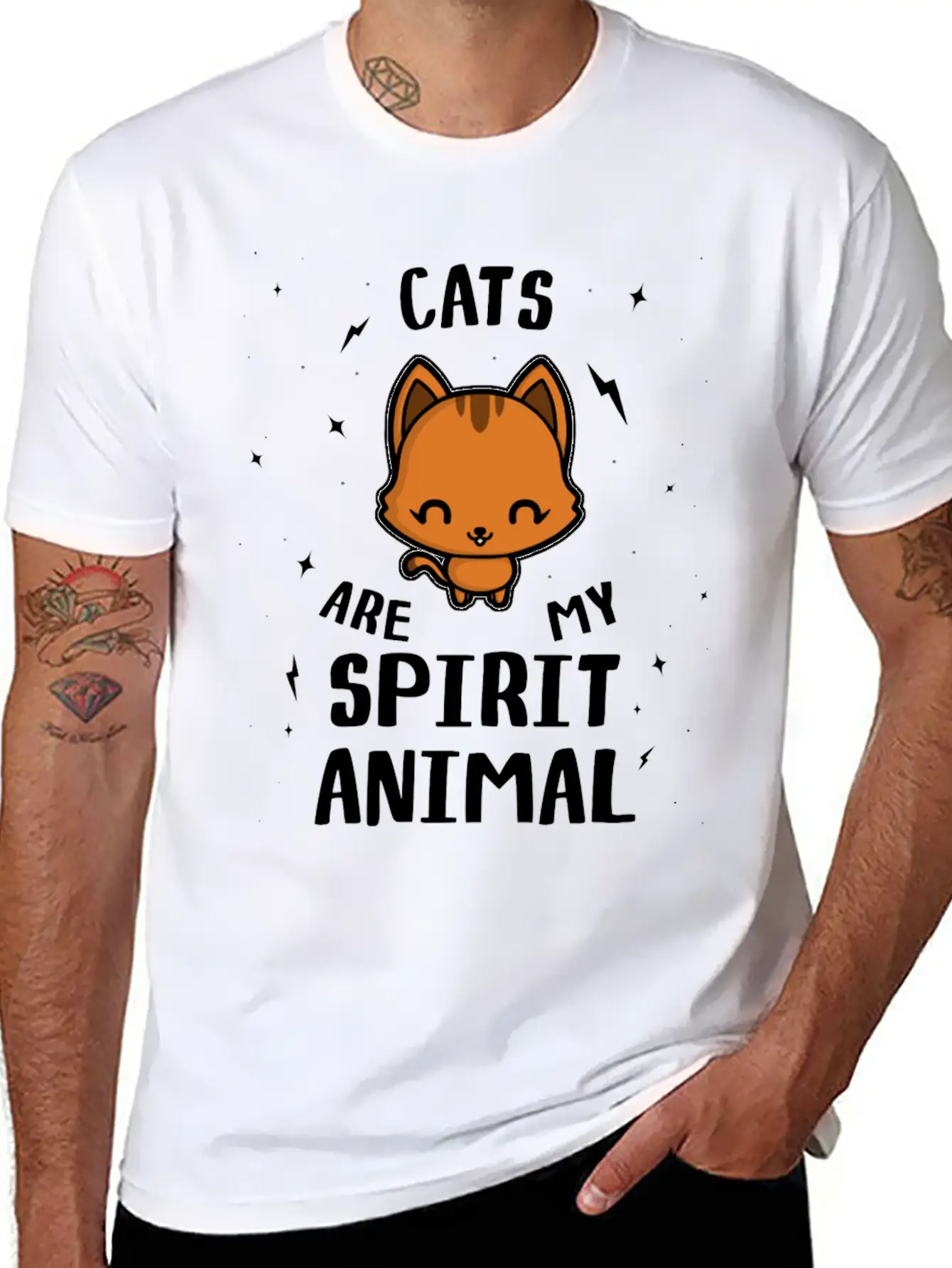 Cats Are My Spirit Animal Relaxed Everyday Tee – Lightweight And Durable Cotton