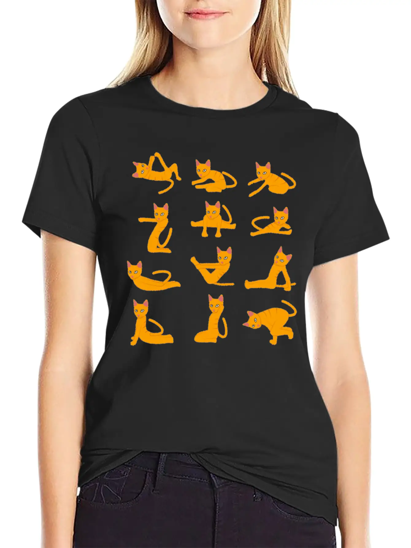 Cats Doing Yoga Mat Yoga Pillow Yoga Teacher Essential Cotton Tee For Daily Outfits – Unisex Style