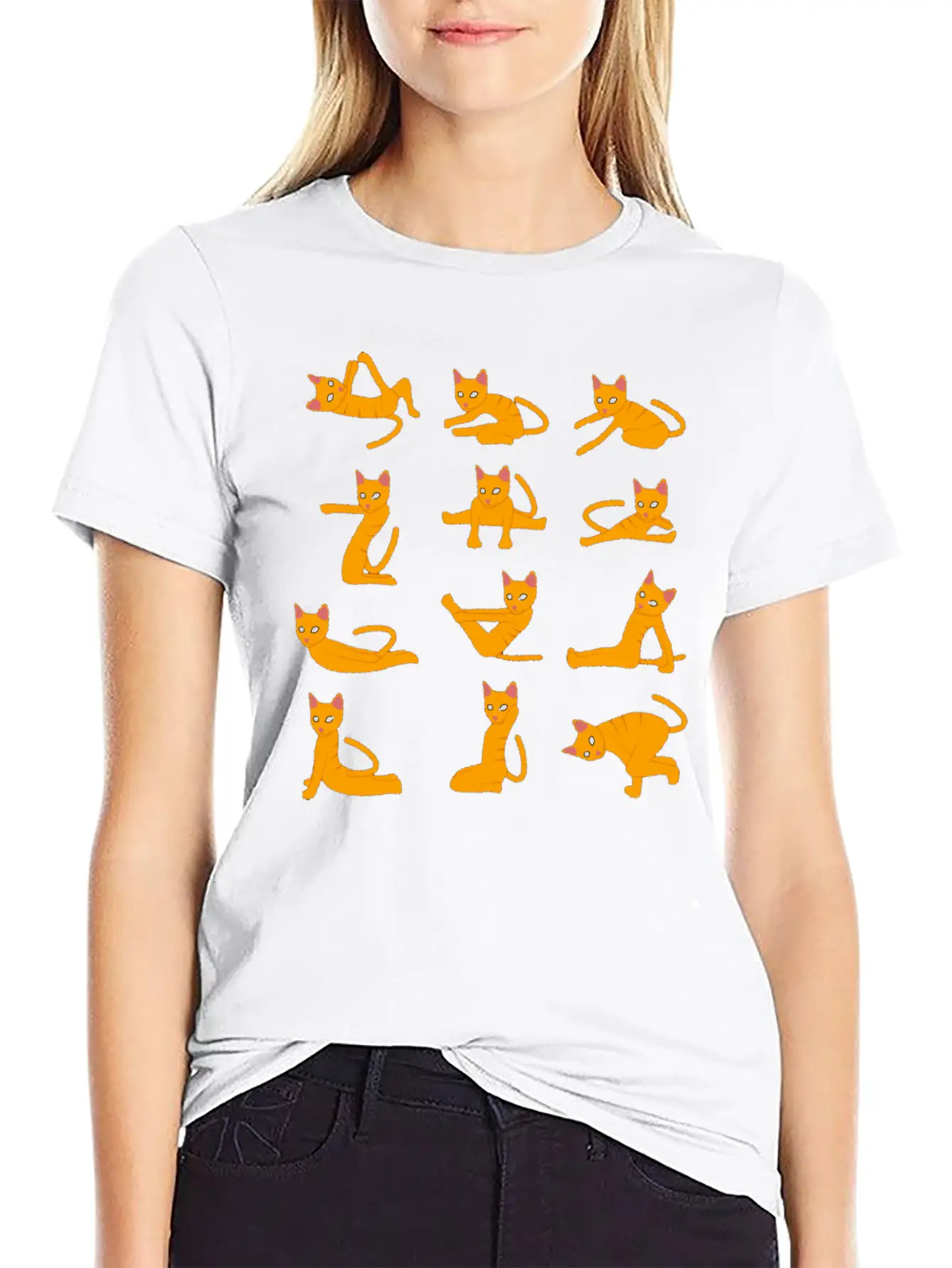 Cats Doing Yoga Mat Yoga Pillow Yoga Teacher Essential Cotton Tee For Daily Outfits – Unisex Style