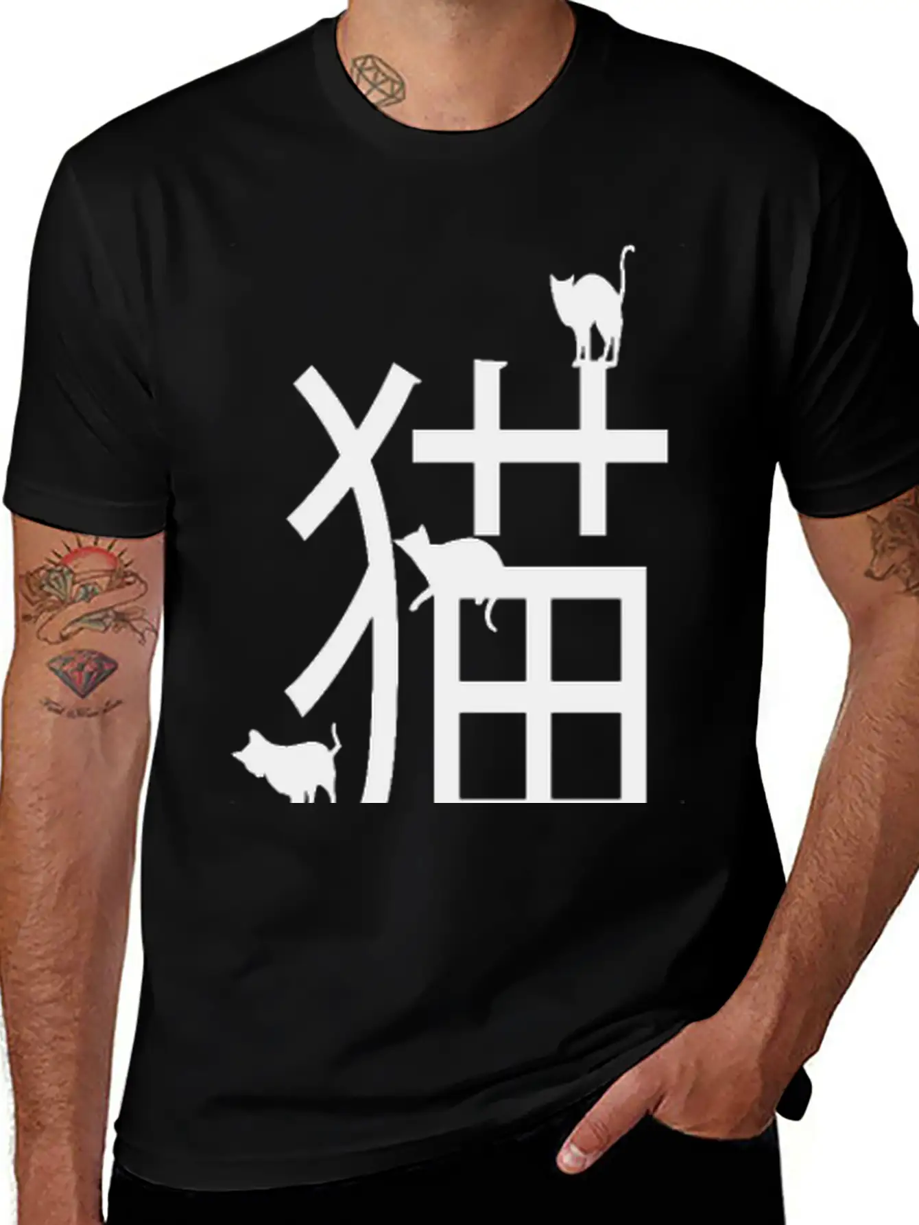Cats, Japanese Art, Letters Classic Cotton Tee – Unisex Comfort For Any Season