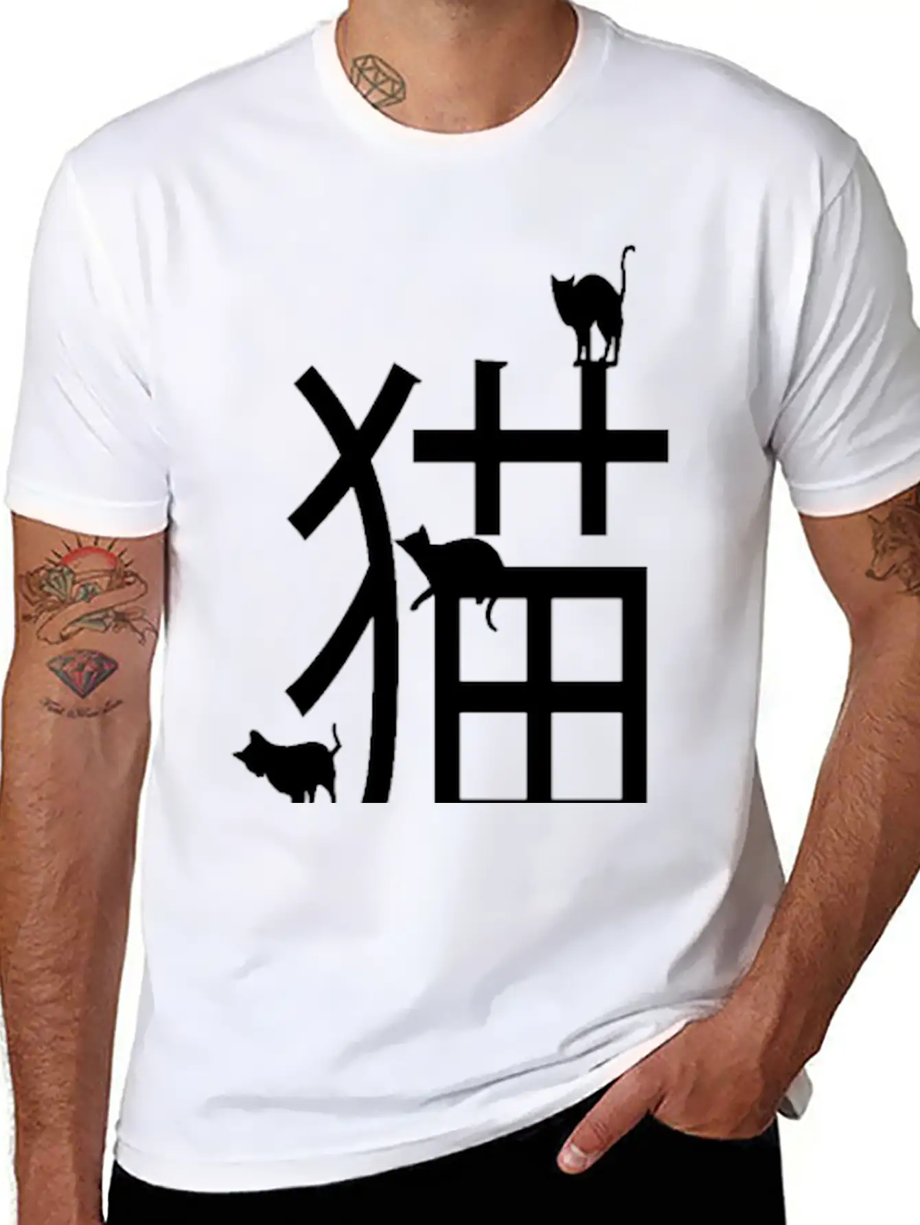Cats, Japanese Art, Letters Classic Cotton Tee – Unisex Comfort For Any Season