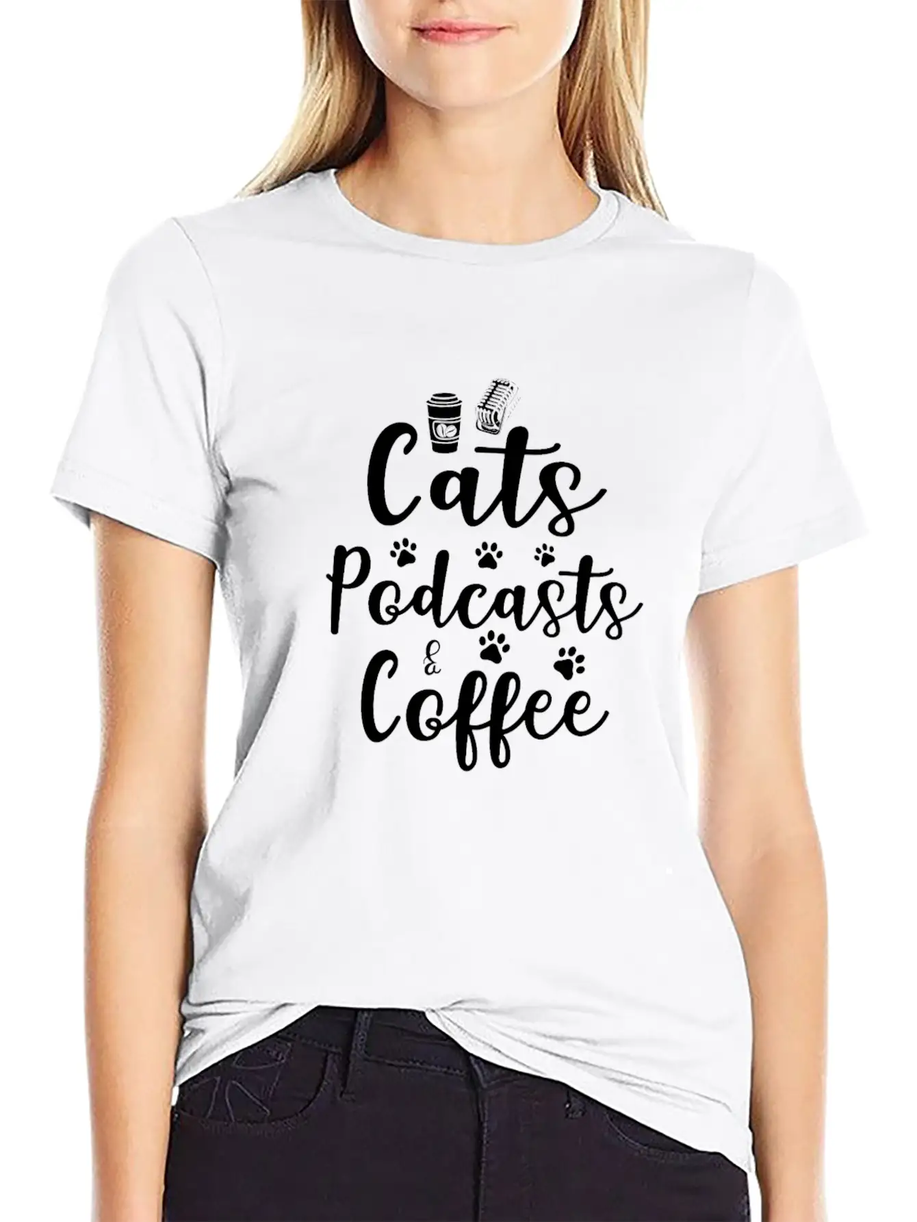 Cats Podcasts & Coffee Basic Graphic T-Shirt – Daily Comfort In Soft Cotton