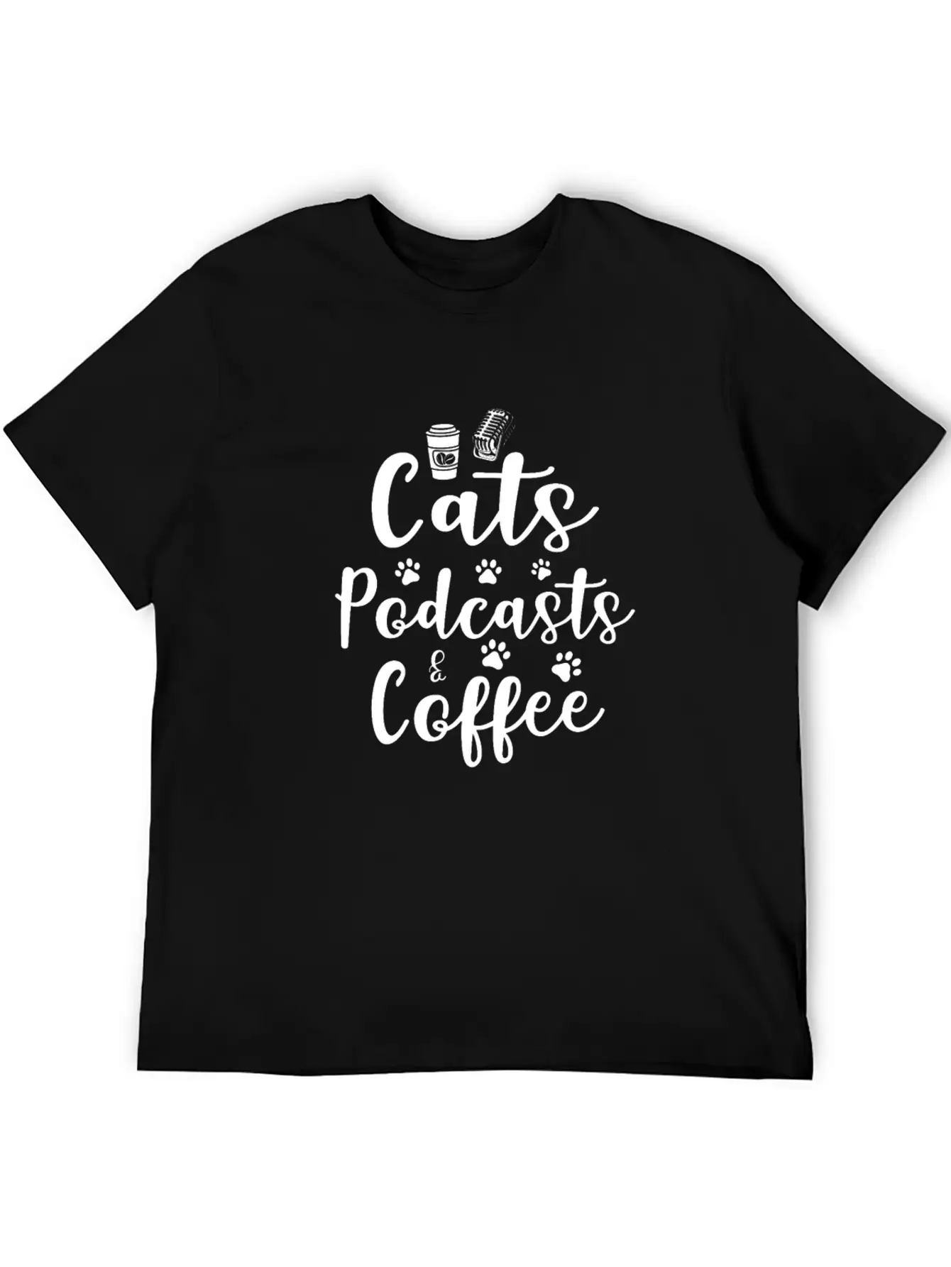 Cats Podcasts & Coffee Basic Graphic T-Shirt – Daily Comfort In Soft Cotton