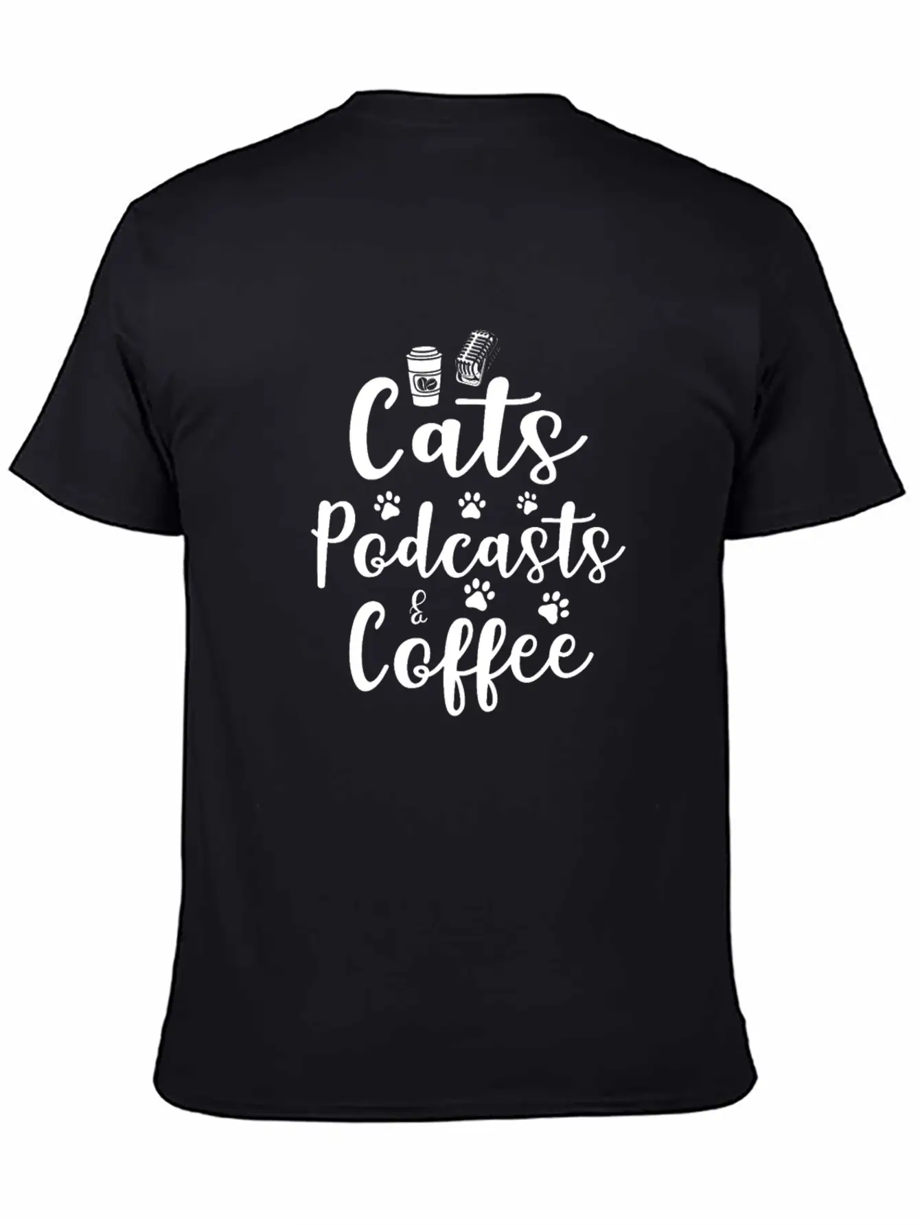 Cats Podcasts & Coffee Basic Graphic T-Shirt – Daily Comfort In Soft Cotton