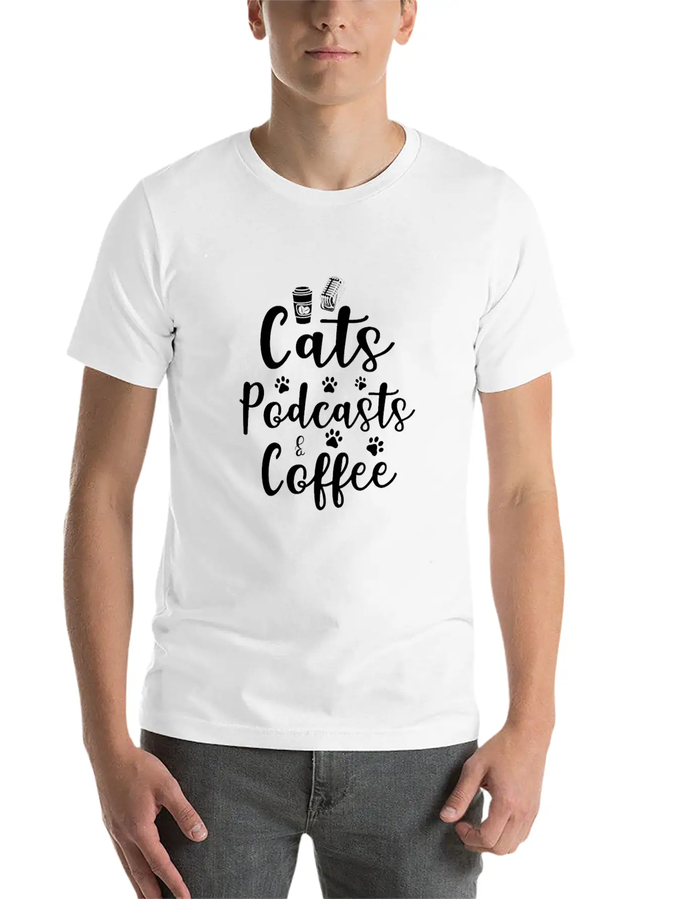 Cats Podcasts & Coffee Basic Graphic T-Shirt – Daily Comfort In Soft Cotton