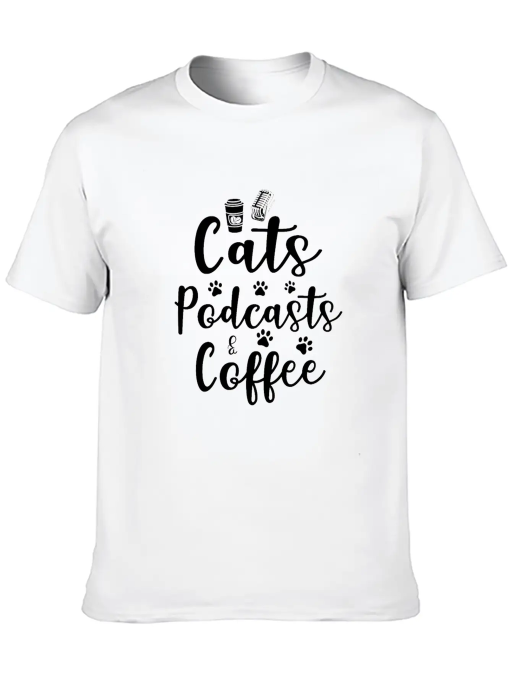 Cats Podcasts & Coffee Basic Graphic T-Shirt – Daily Comfort In Soft Cotton