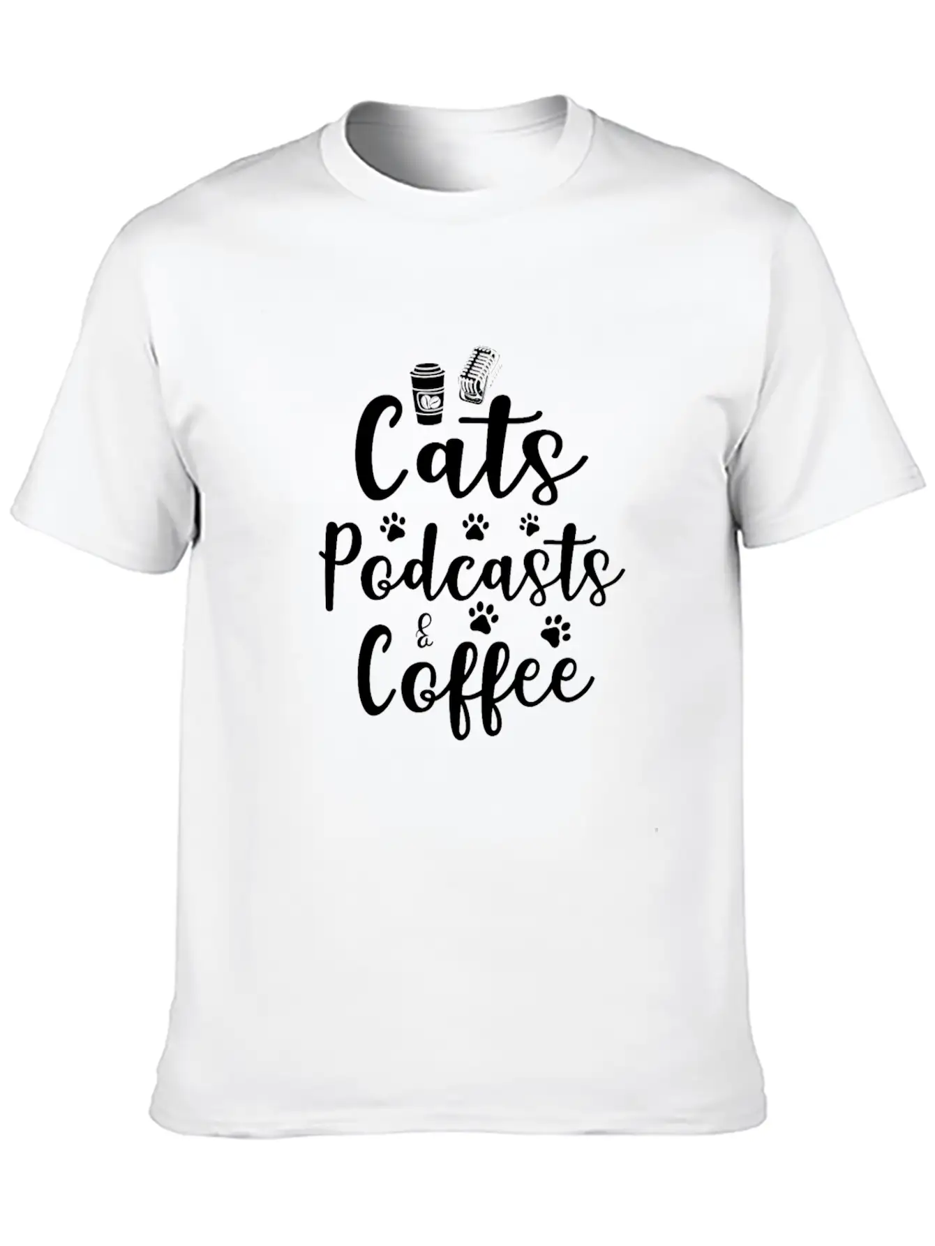 Cats Podcasts & Coffee Basic Graphic T-Shirt – Daily Comfort In Soft Cotton