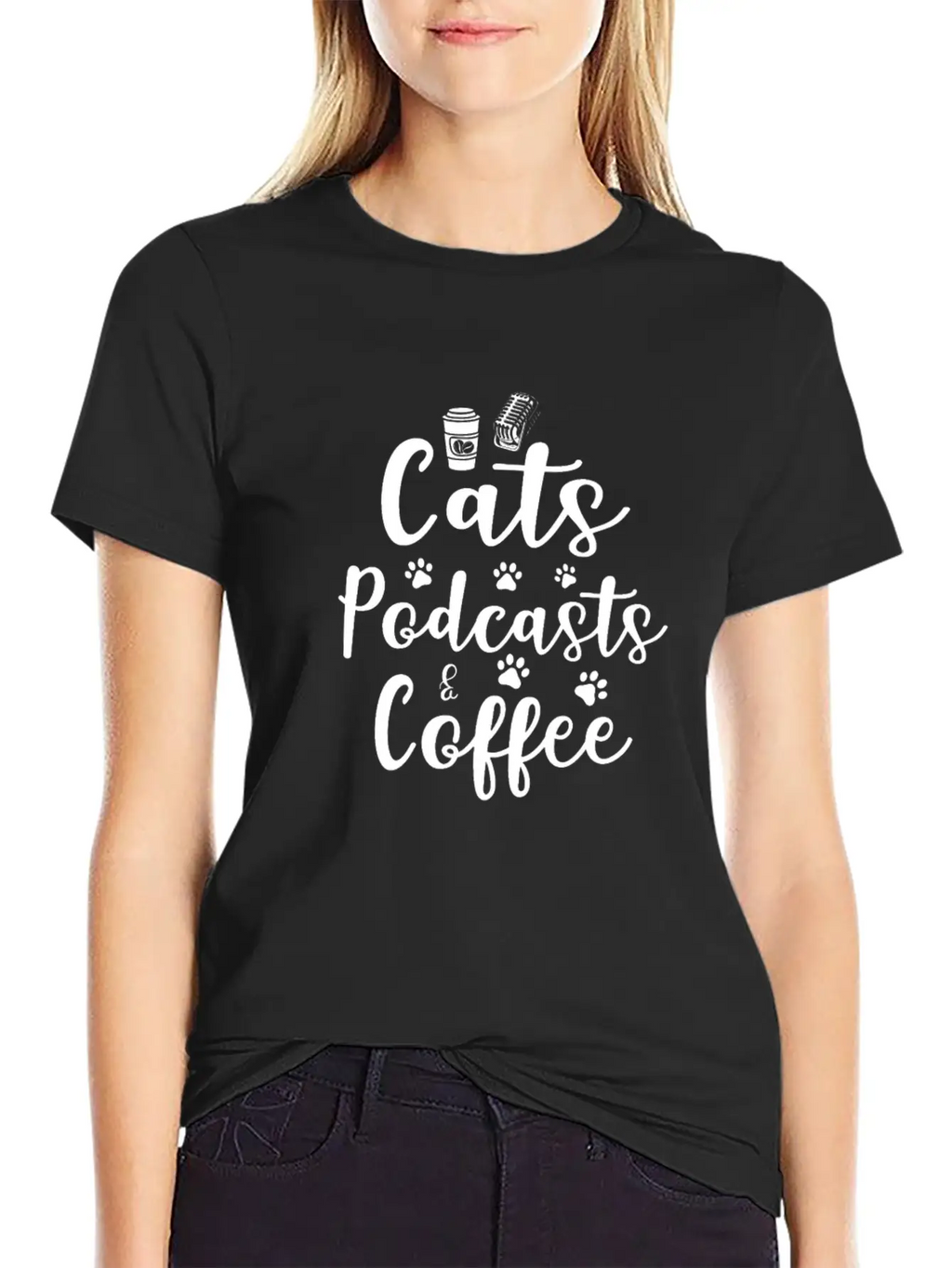 Cats Podcasts & Coffee Basic Graphic T-Shirt – Daily Comfort In Soft Cotton