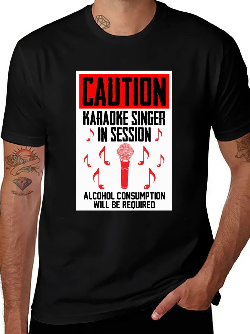 Caution Karaoke Singer In Session Microphone Music Classic Cotton Tee – Unisex Comfort For Any Season