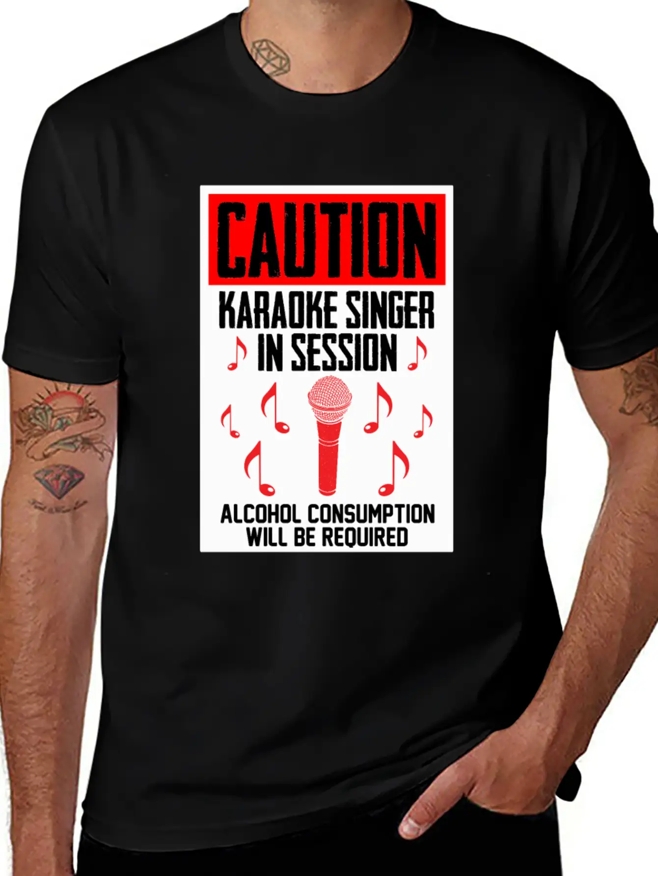 Caution Karaoke Singer In Session Microphone Music Classic Cotton Tee – Unisex Comfort For Any Season