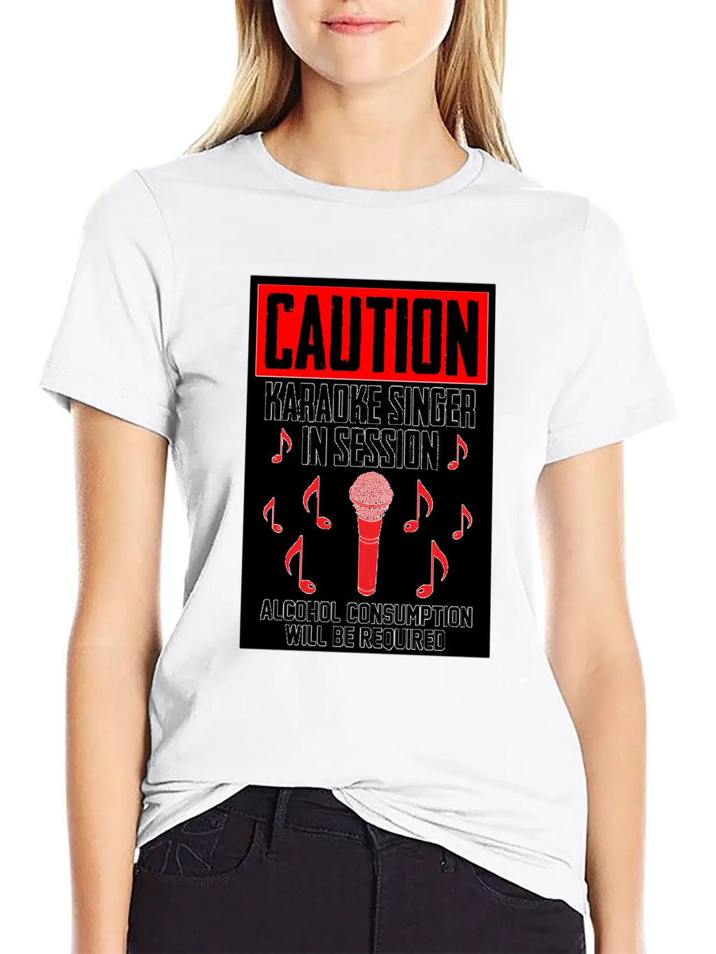 Caution Karaoke Singer In Session Microphone Music Classic Cotton Tee – Unisex Comfort For Any Season