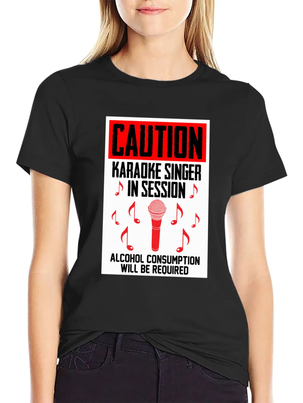 Caution Karaoke Singer In Session Microphone Music Classic Cotton Tee – Unisex Comfort For Any Season