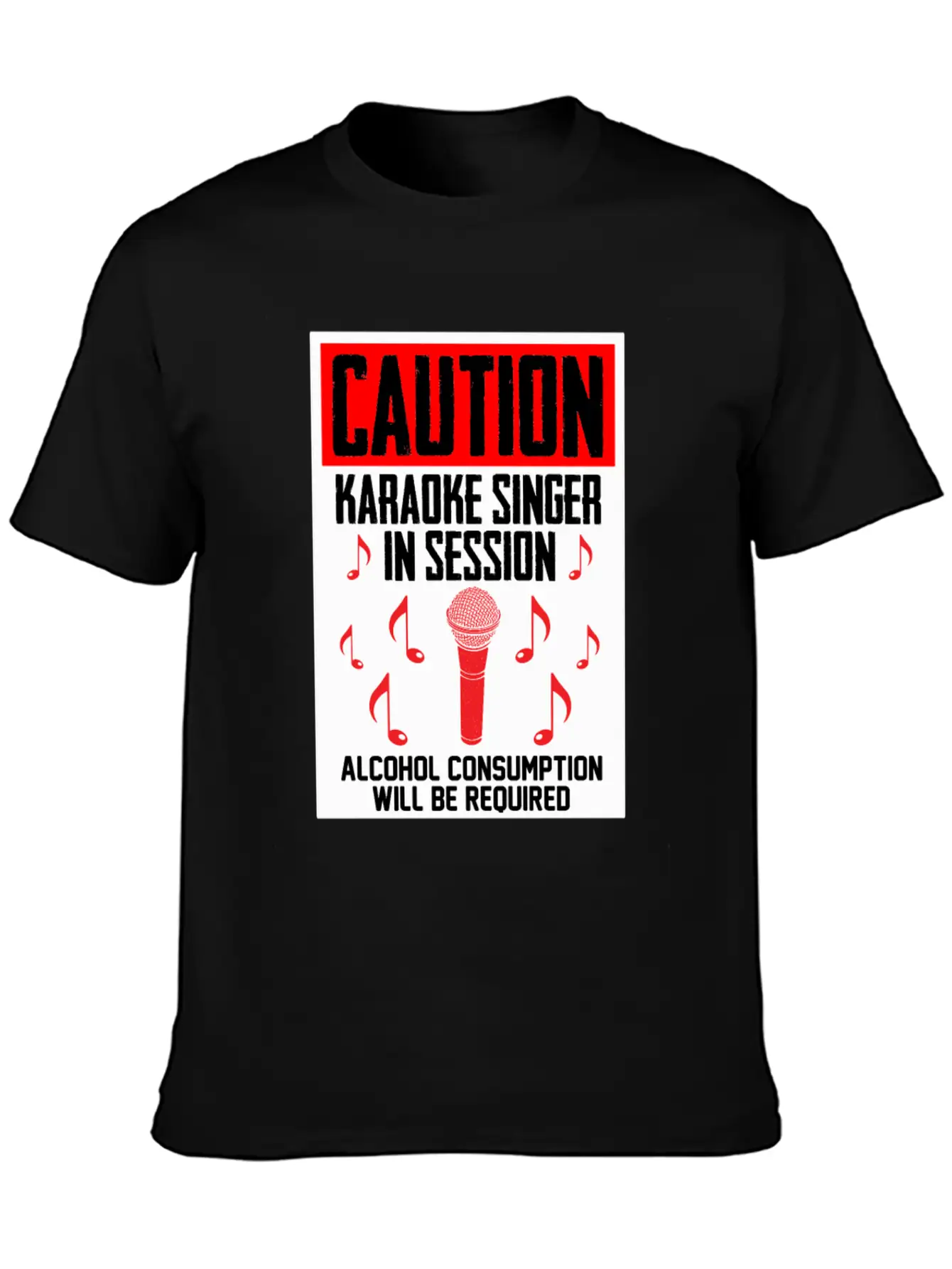 Caution Karaoke Singer In Session Microphone Music Classic Cotton Tee – Unisex Comfort For Any Season