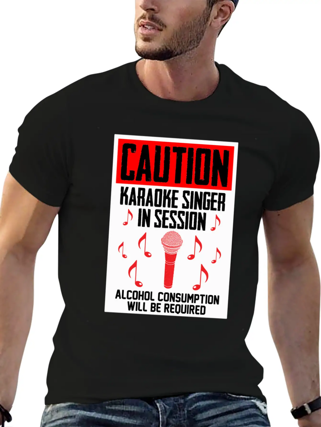 Caution Karaoke Singer In Session Microphone Music Classic Cotton Tee – Unisex Comfort For Any Season