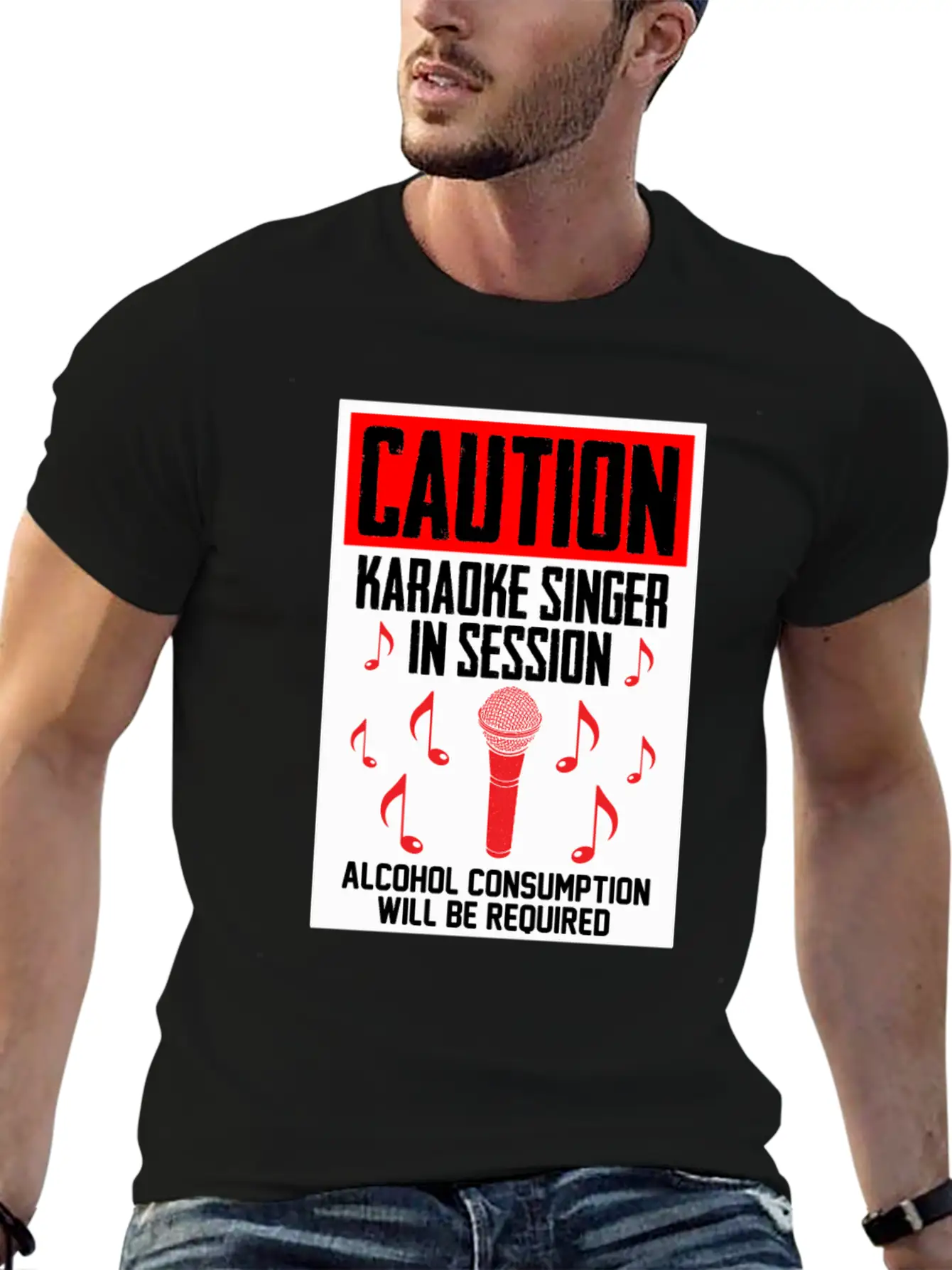 Caution Karaoke Singer In Session Microphone Music Classic Cotton Tee – Unisex Comfort For Any Season