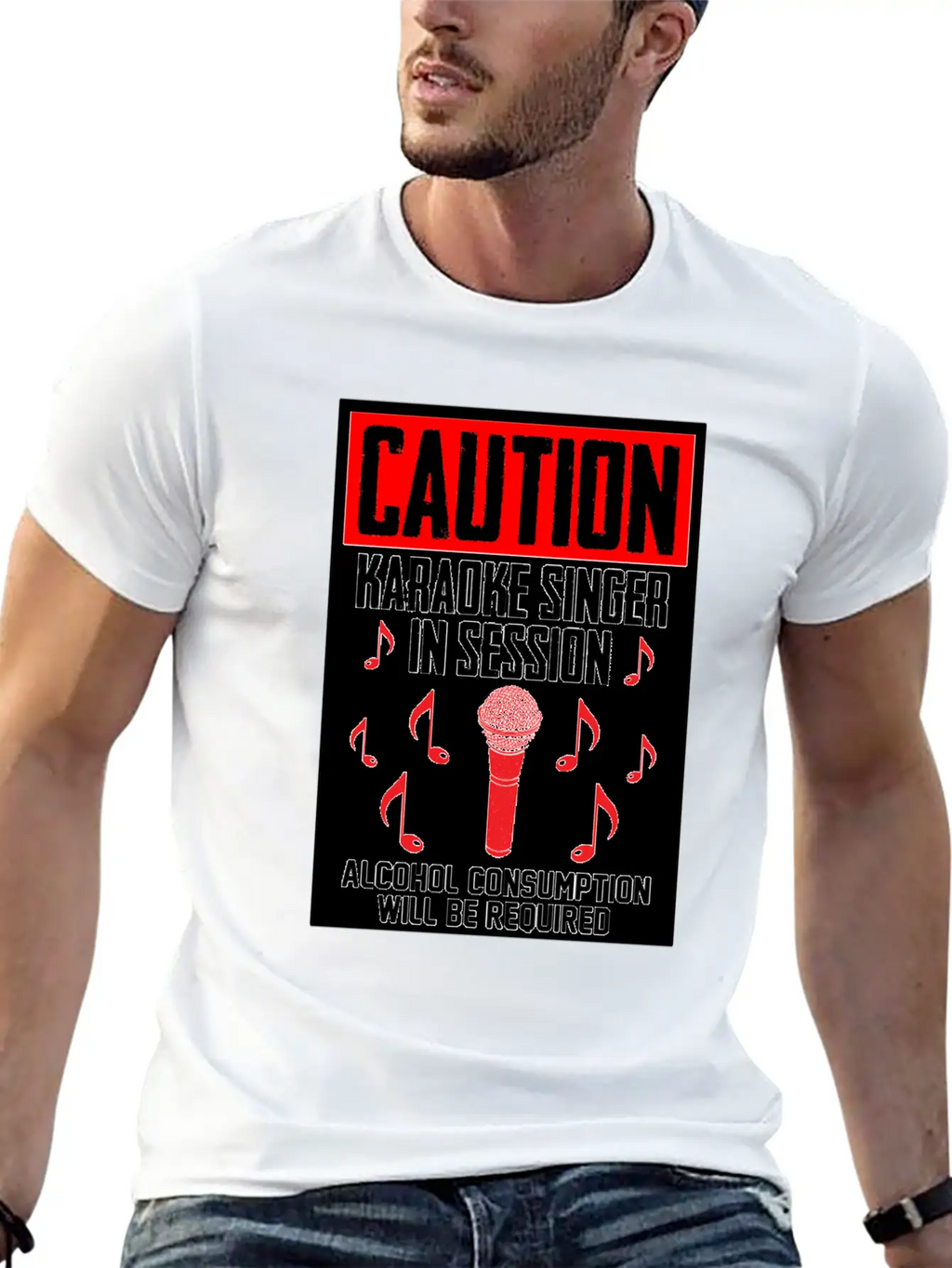 Caution Karaoke Singer In Session Microphone Music Classic Cotton Tee – Unisex Comfort For Any Season