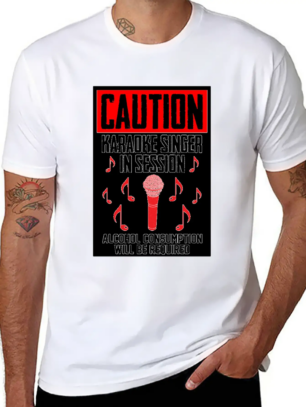 Caution Karaoke Singer In Session Microphone Music Classic Cotton Tee – Unisex Comfort For Any Season