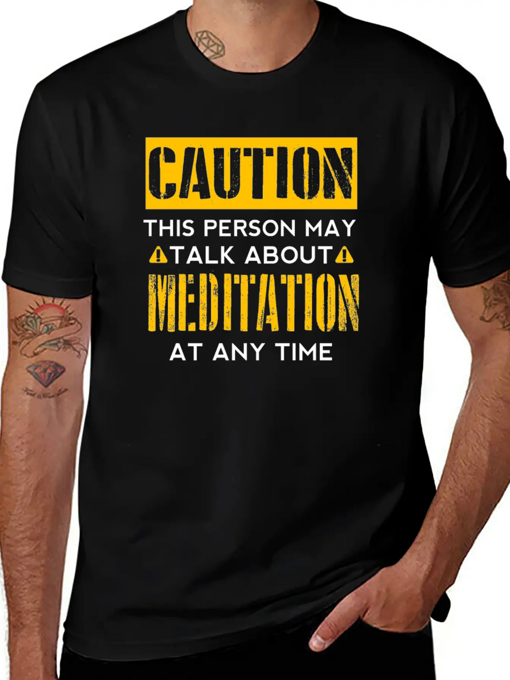 CAUTION - Meditation Fan Basic Graphic T-Shirt – Daily Comfort In Soft Cotton