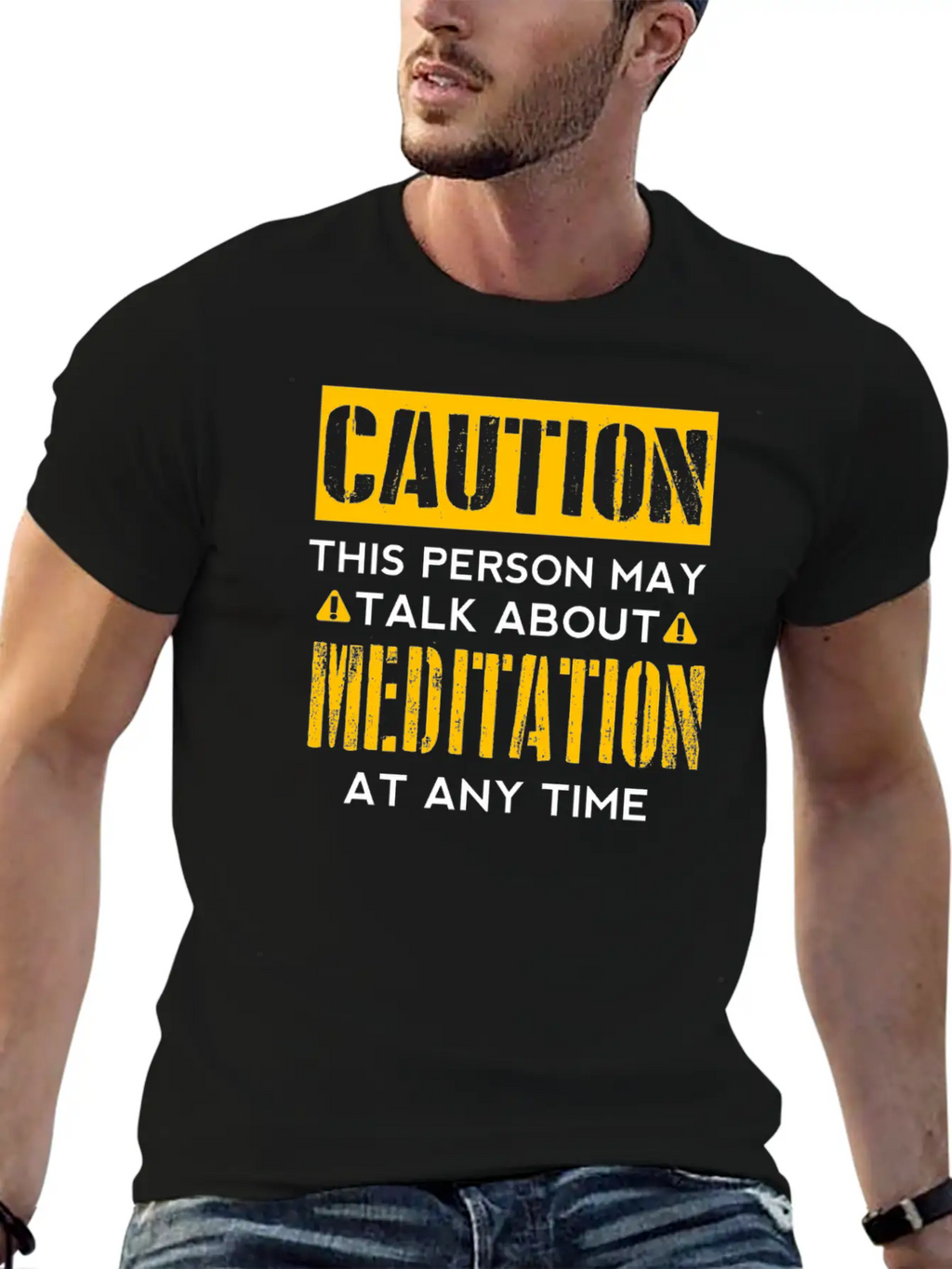 CAUTION - Meditation Fan Basic Graphic T-Shirt – Daily Comfort In Soft Cotton