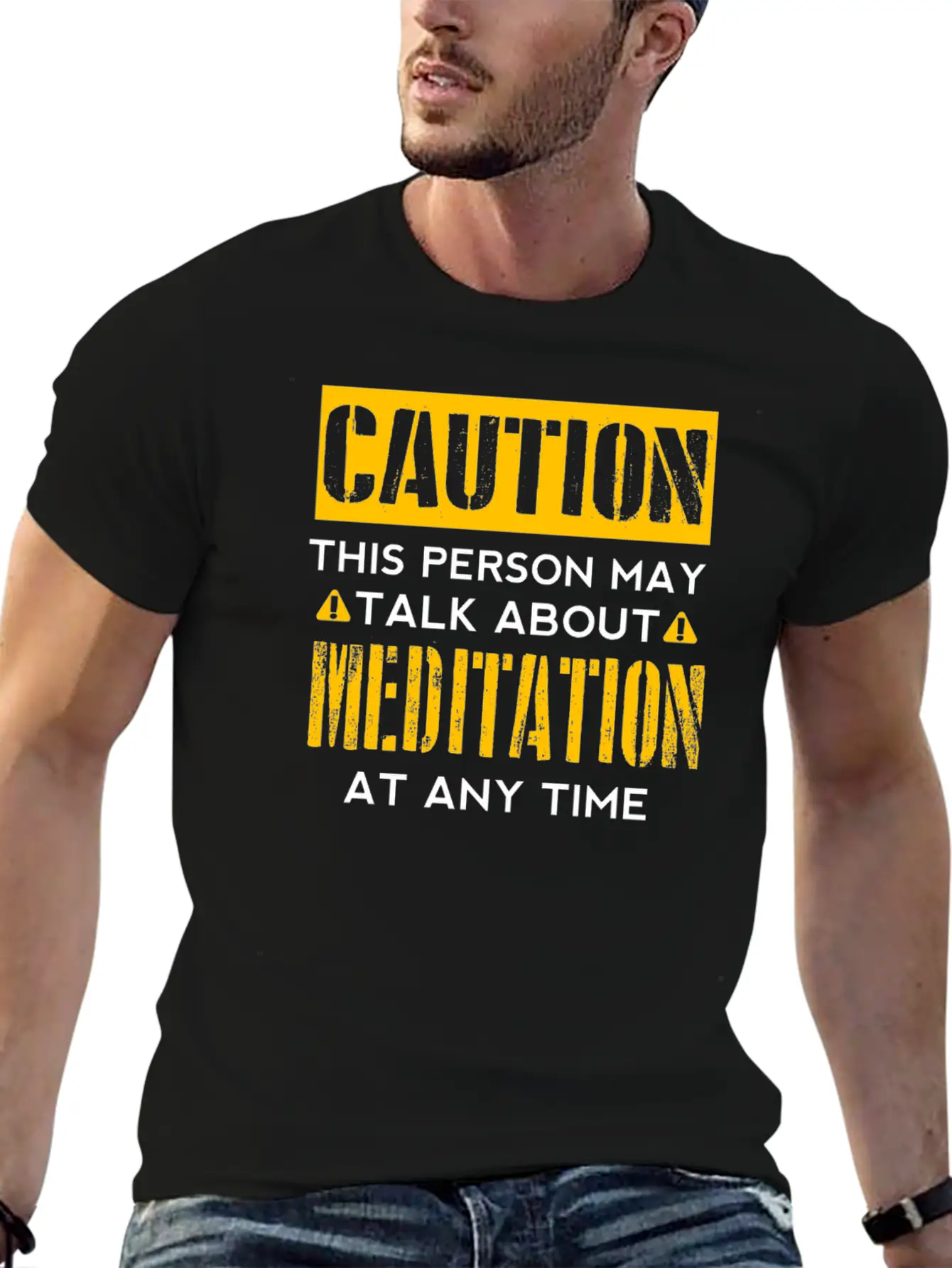 CAUTION - Meditation Fan Basic Graphic T-Shirt – Daily Comfort In Soft Cotton