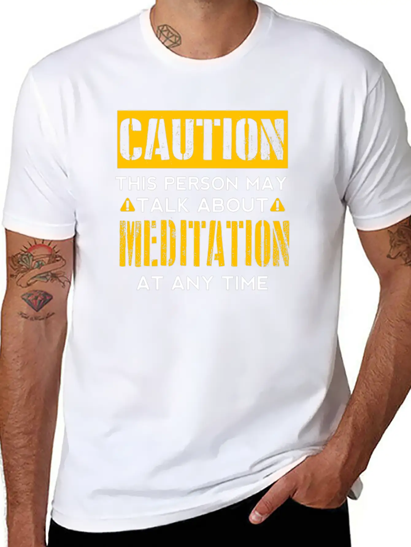 CAUTION - Meditation Fan Basic Graphic T-Shirt – Daily Comfort In Soft Cotton