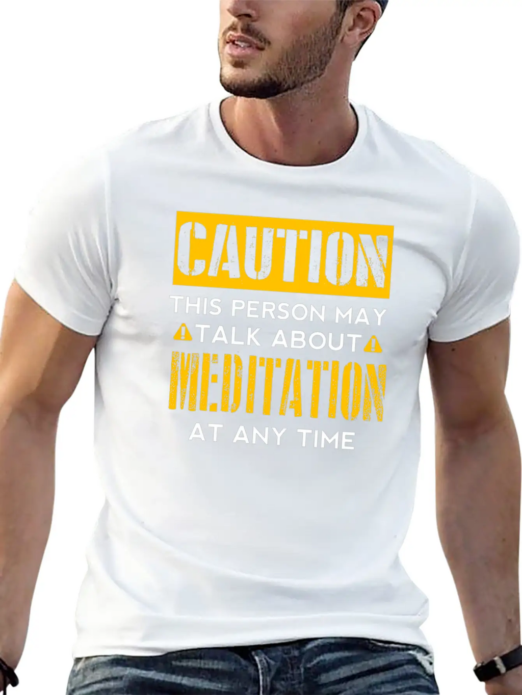 CAUTION - Meditation Fan Basic Graphic T-Shirt – Daily Comfort In Soft Cotton
