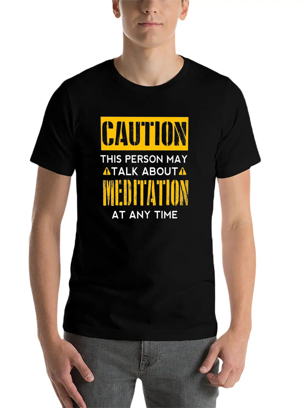 CAUTION - Meditation Fan Basic Graphic T-Shirt – Daily Comfort In Soft Cotton