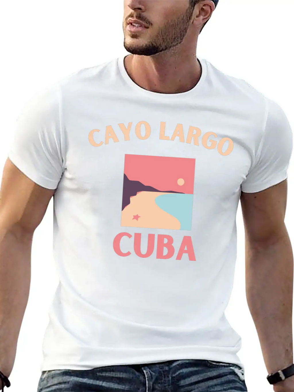 Cayo Largo Del Sur Minimalist Beach At Dusk Design Classic Cotton Tee – Unisex Comfort For Any Season
