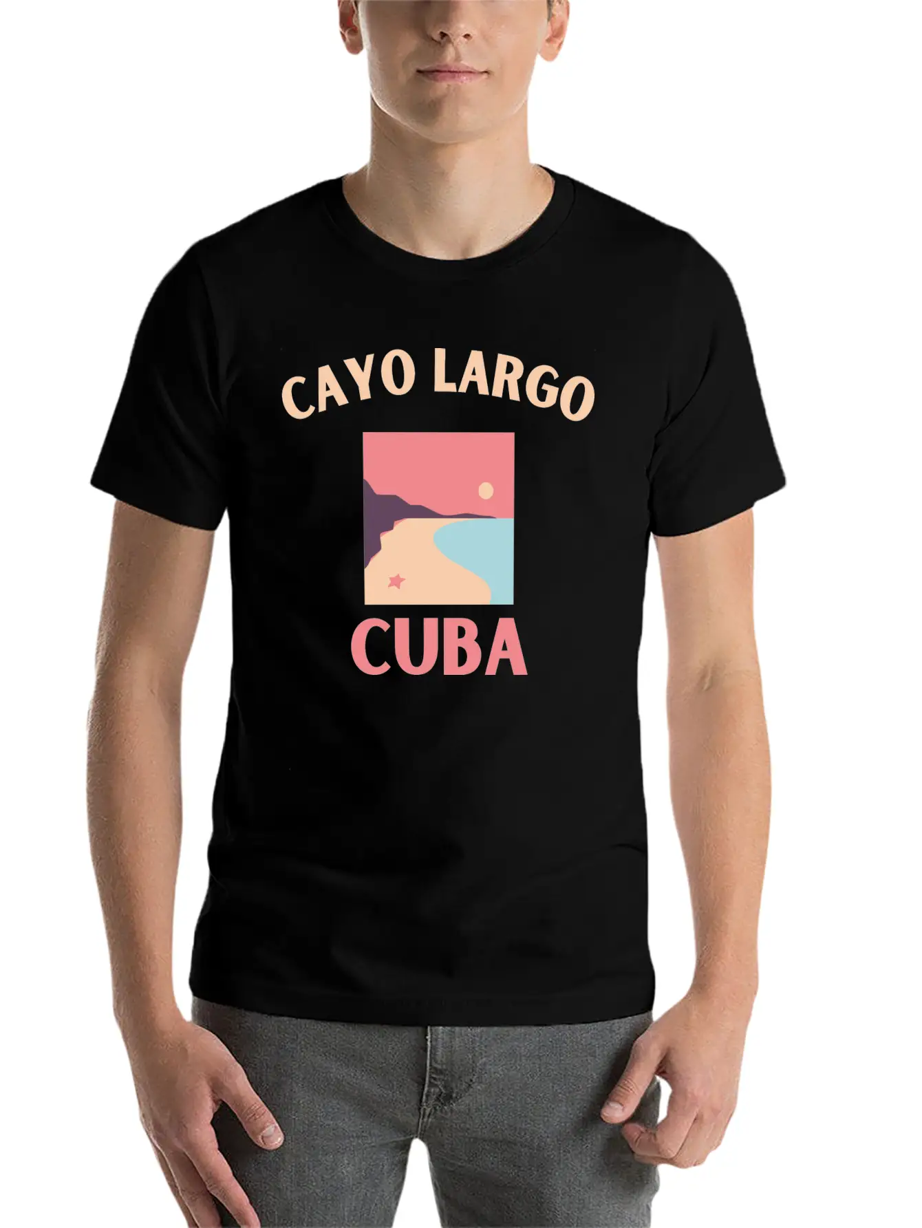 Cayo Largo Del Sur Minimalist Beach At Dusk Design Classic Cotton Tee – Unisex Comfort For Any Season