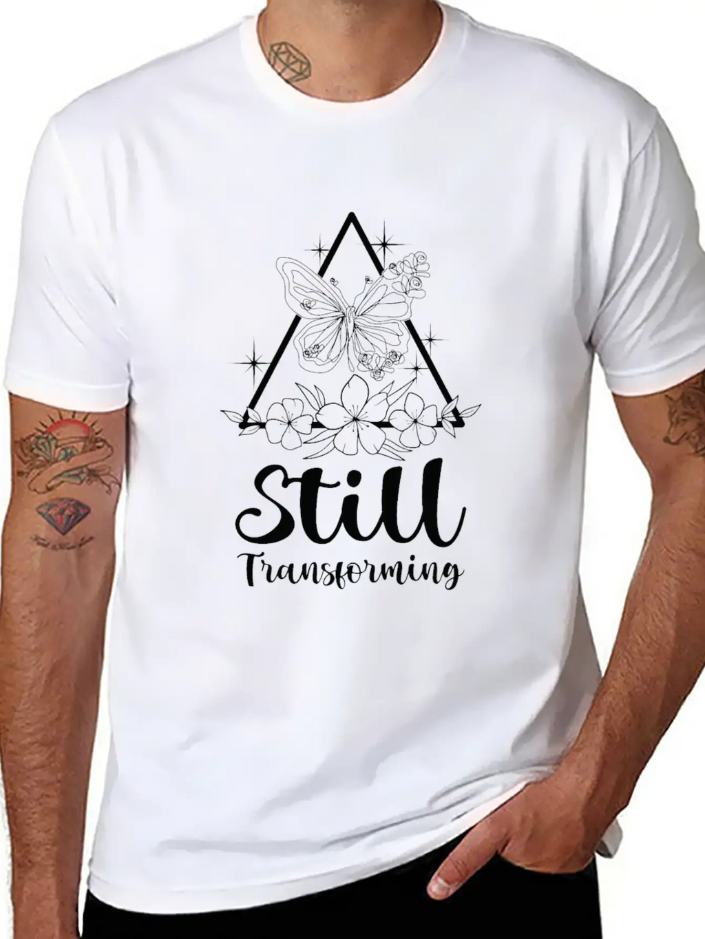 Celestial Butterfly Transforming Galaxy Line Art Timeless Short Sleeve Tee – Comfy And Minimalist Design