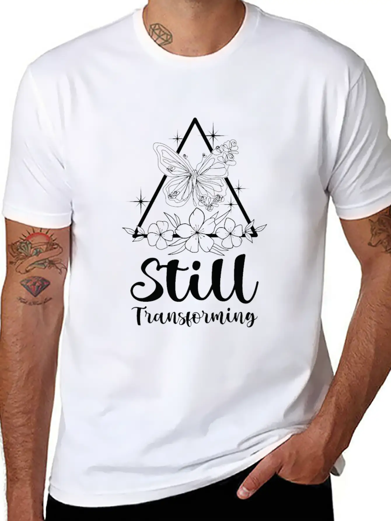 Celestial Butterfly Transforming Galaxy Line Art Timeless Short Sleeve Tee – Comfy And Minimalist Design