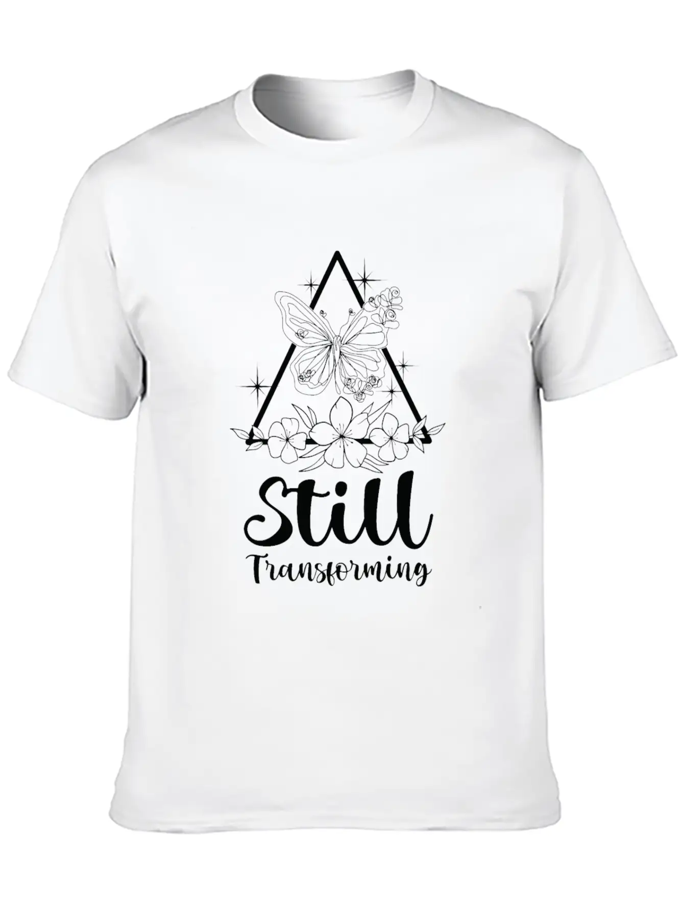 Celestial Butterfly Transforming Galaxy Line Art Timeless Short Sleeve Tee – Comfy And Minimalist Design