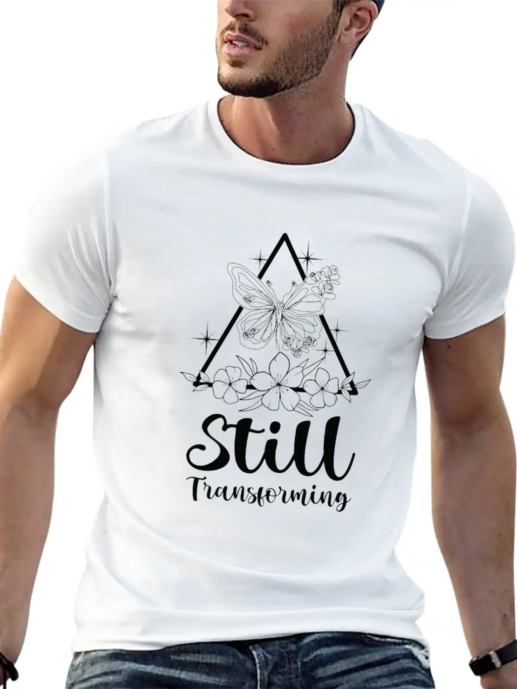 Celestial Butterfly Transforming Galaxy Line Art Timeless Short Sleeve Tee – Comfy And Minimalist Design
