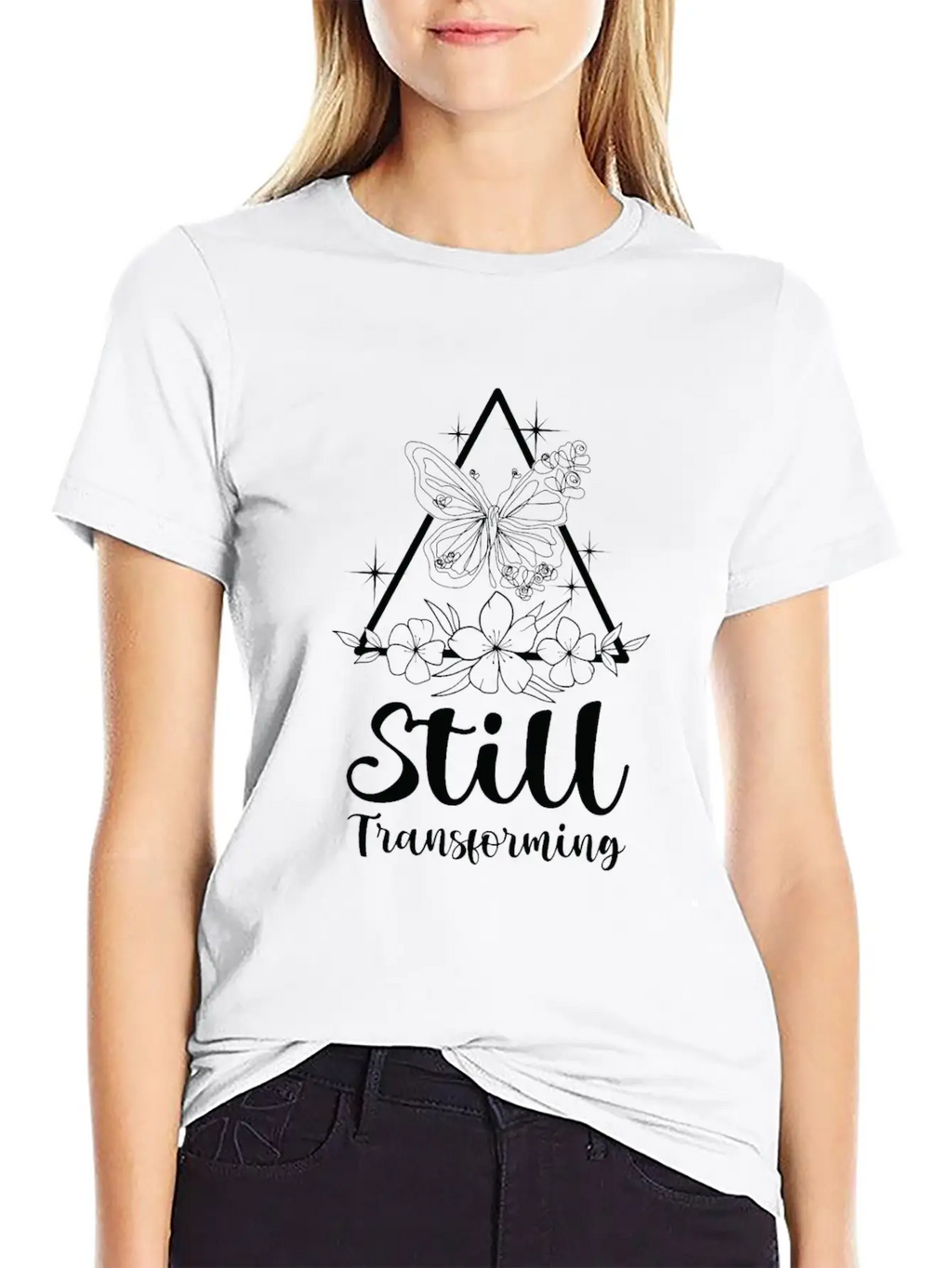 Celestial Butterfly Transforming Galaxy Line Art Timeless Short Sleeve Tee – Comfy And Minimalist Design