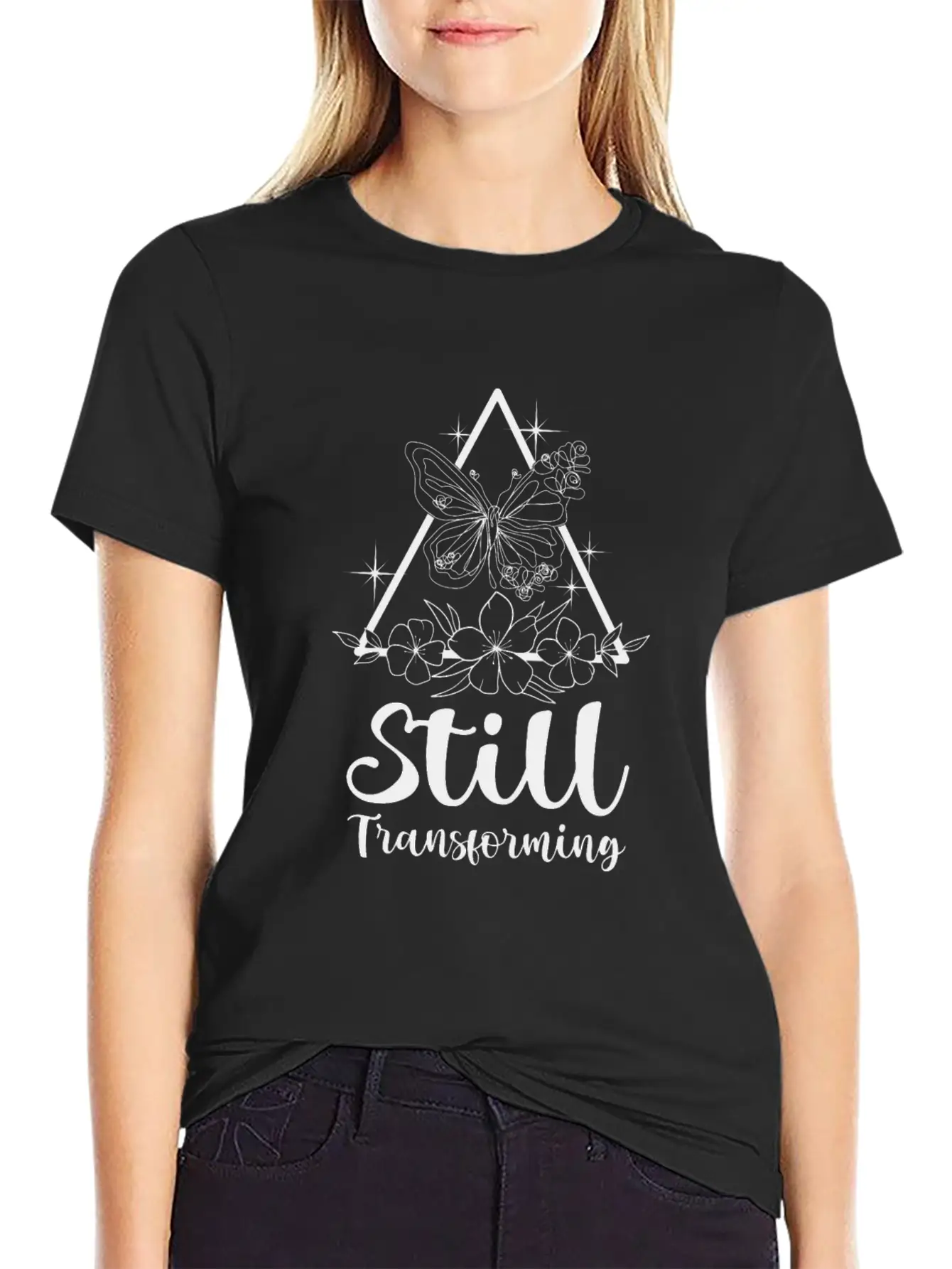 Celestial Butterfly Transforming Galaxy Line Art Timeless Short Sleeve Tee – Comfy And Minimalist Design