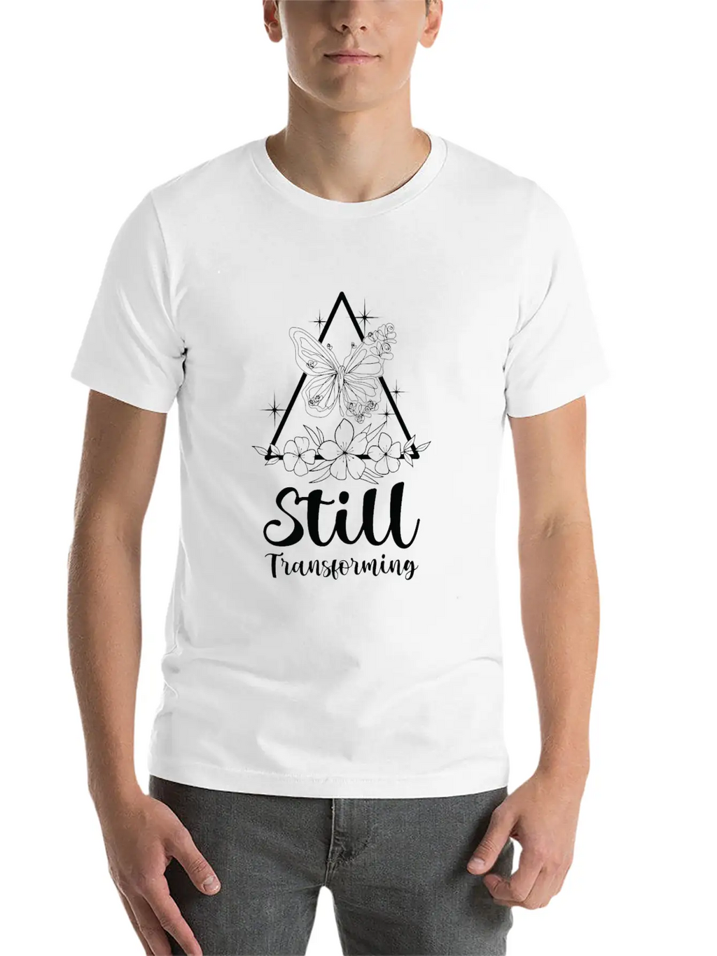 Celestial Butterfly Transforming Galaxy Line Art Timeless Short Sleeve Tee – Comfy And Minimalist Design
