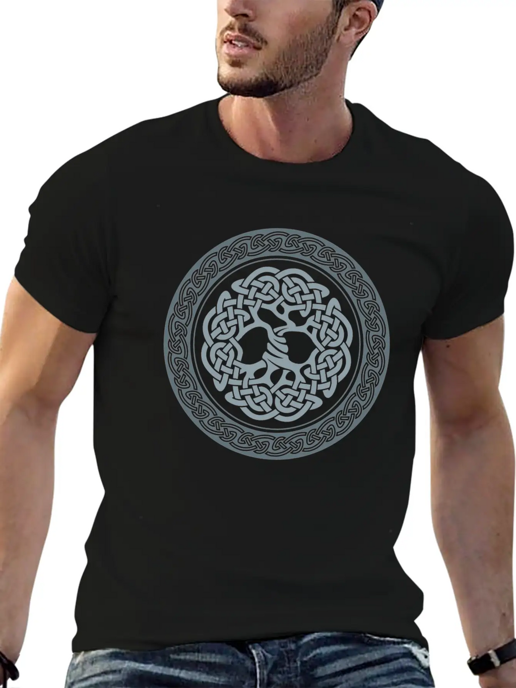 Celtic Tree, Grey Classic Cotton Tee – Unisex Comfort For Any Season