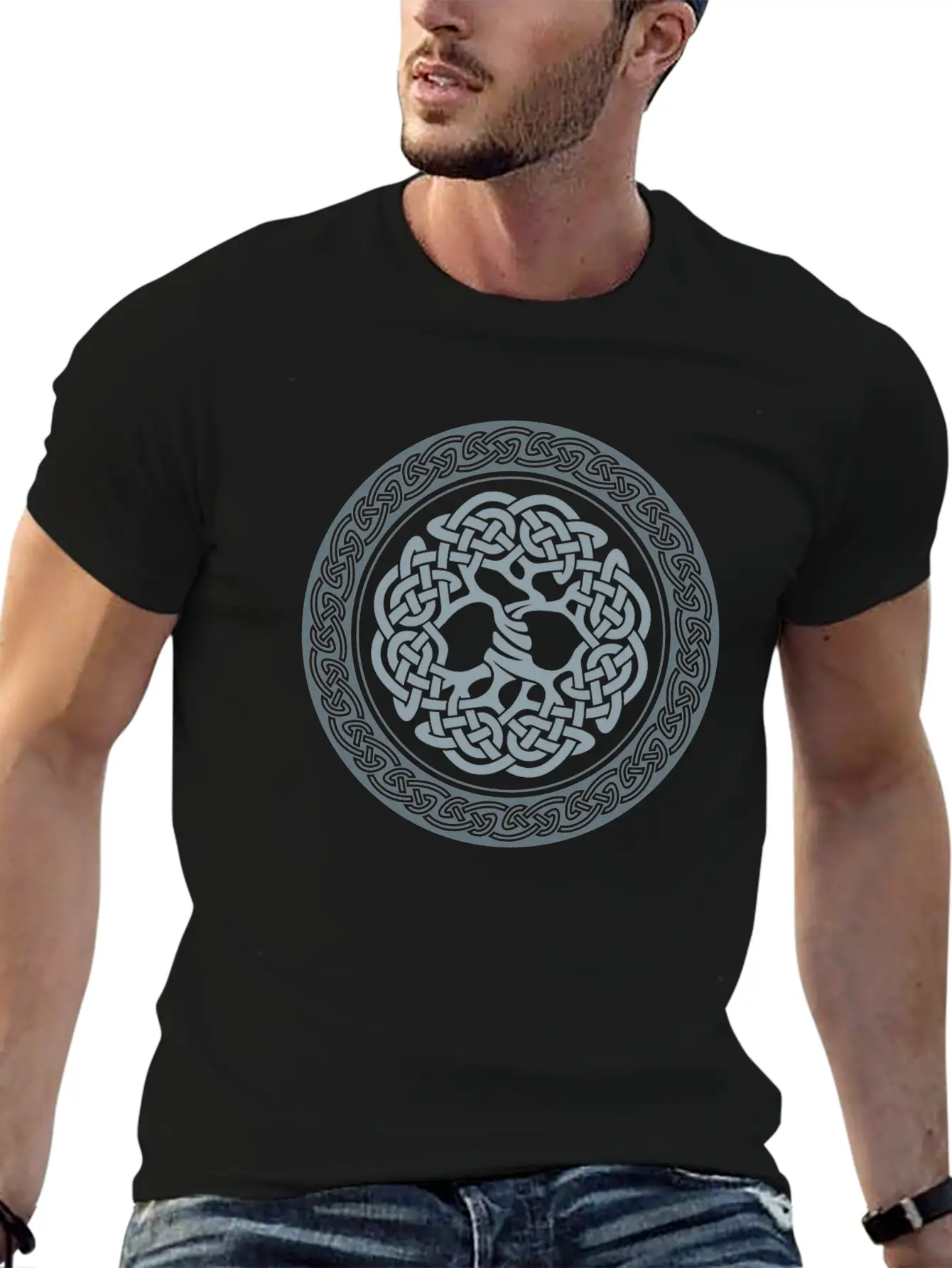 Celtic Tree, Grey Classic Cotton Tee – Unisex Comfort For Any Season