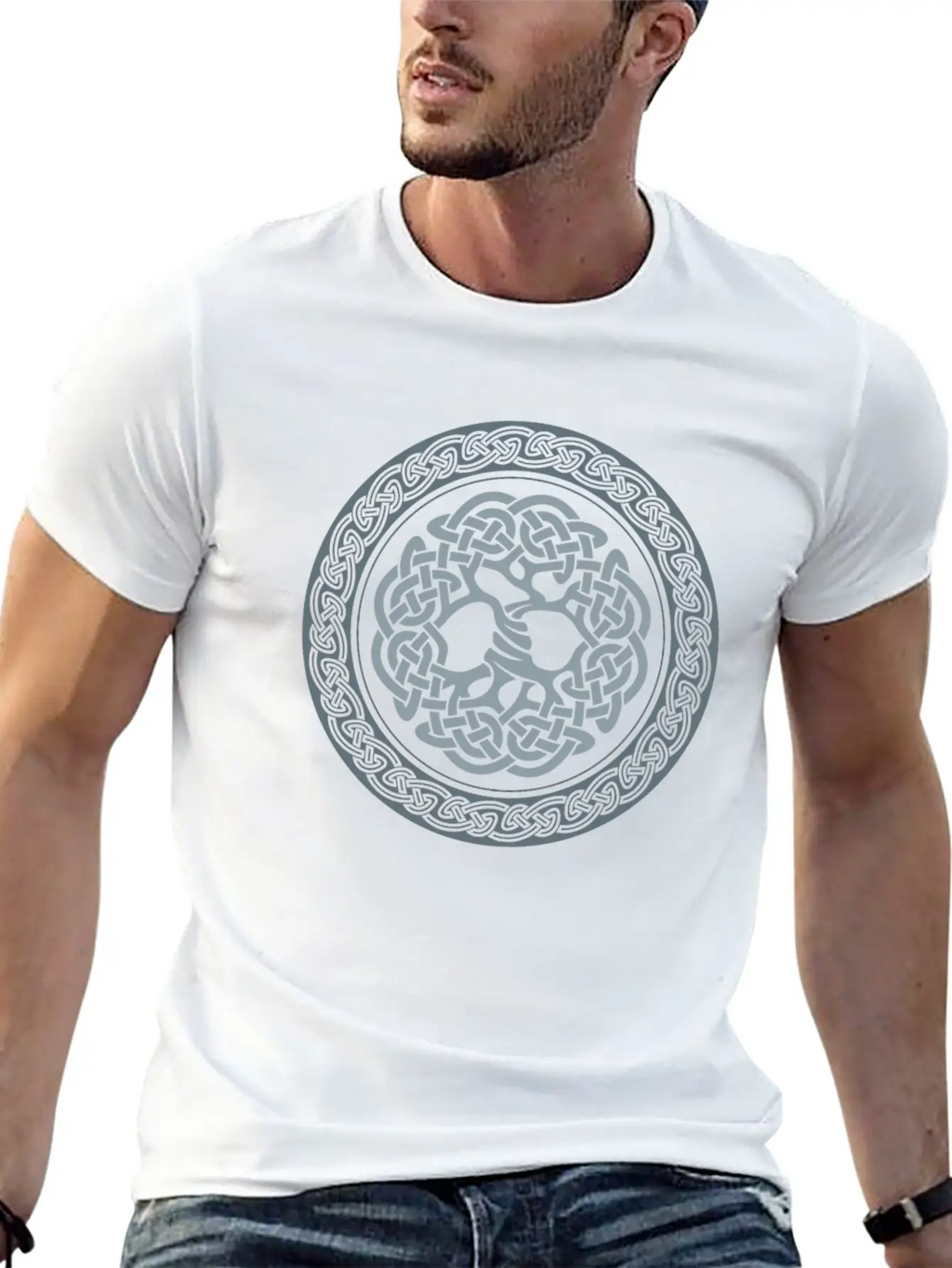 Celtic Tree, Grey Classic Cotton Tee – Unisex Comfort For Any Season