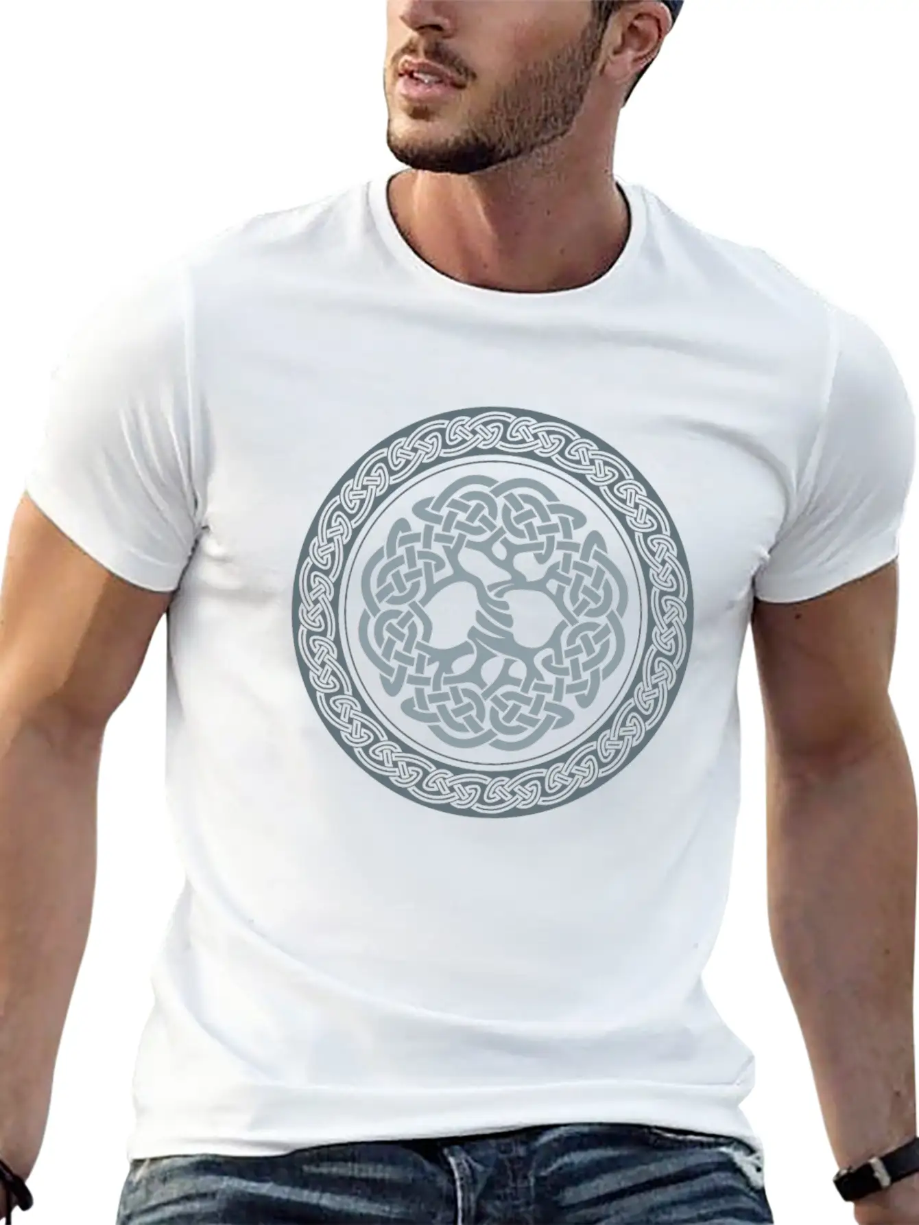 Celtic Tree, Grey Classic Cotton Tee – Unisex Comfort For Any Season