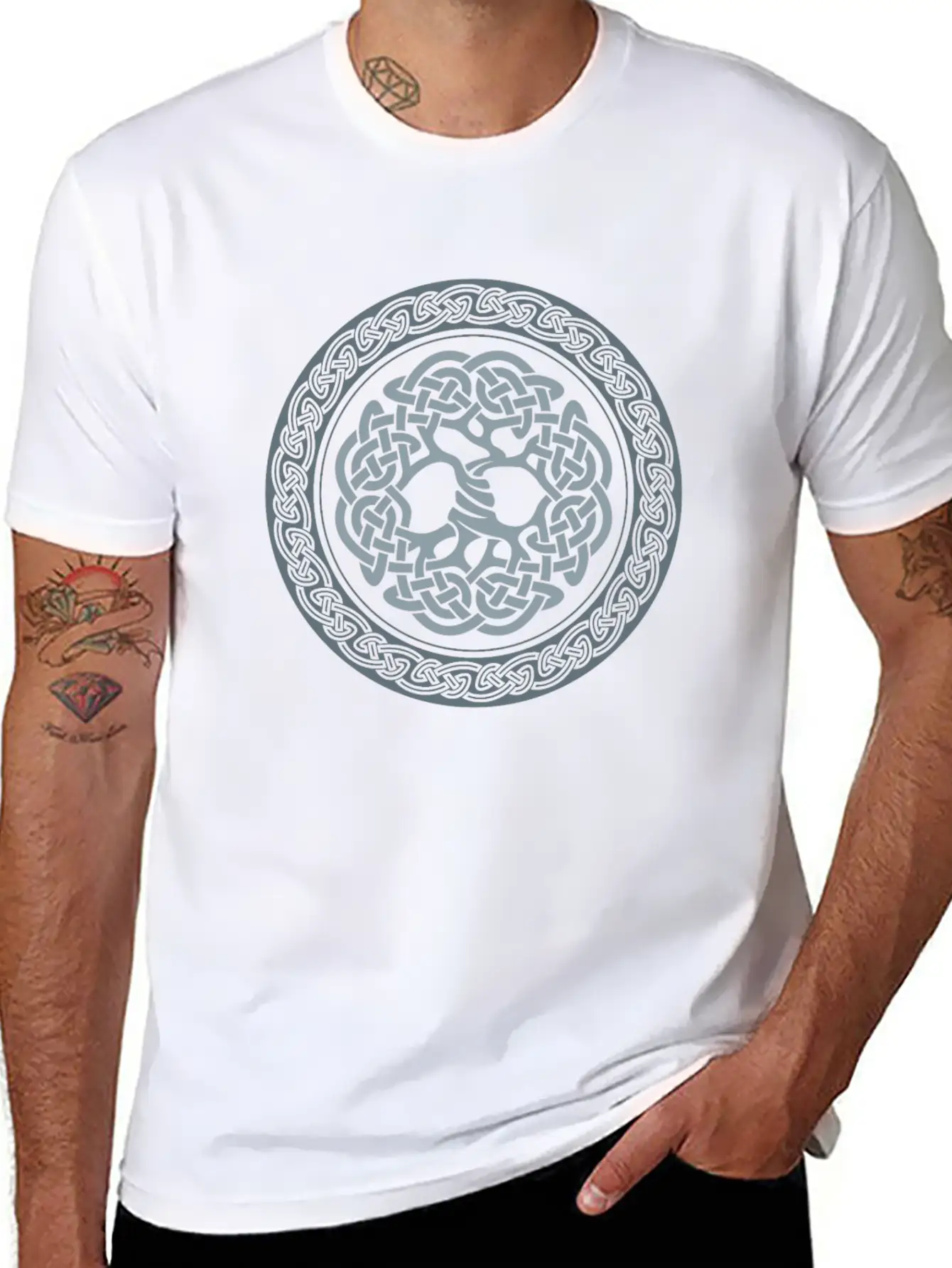 Celtic Tree, Grey Classic Cotton Tee – Unisex Comfort For Any Season
