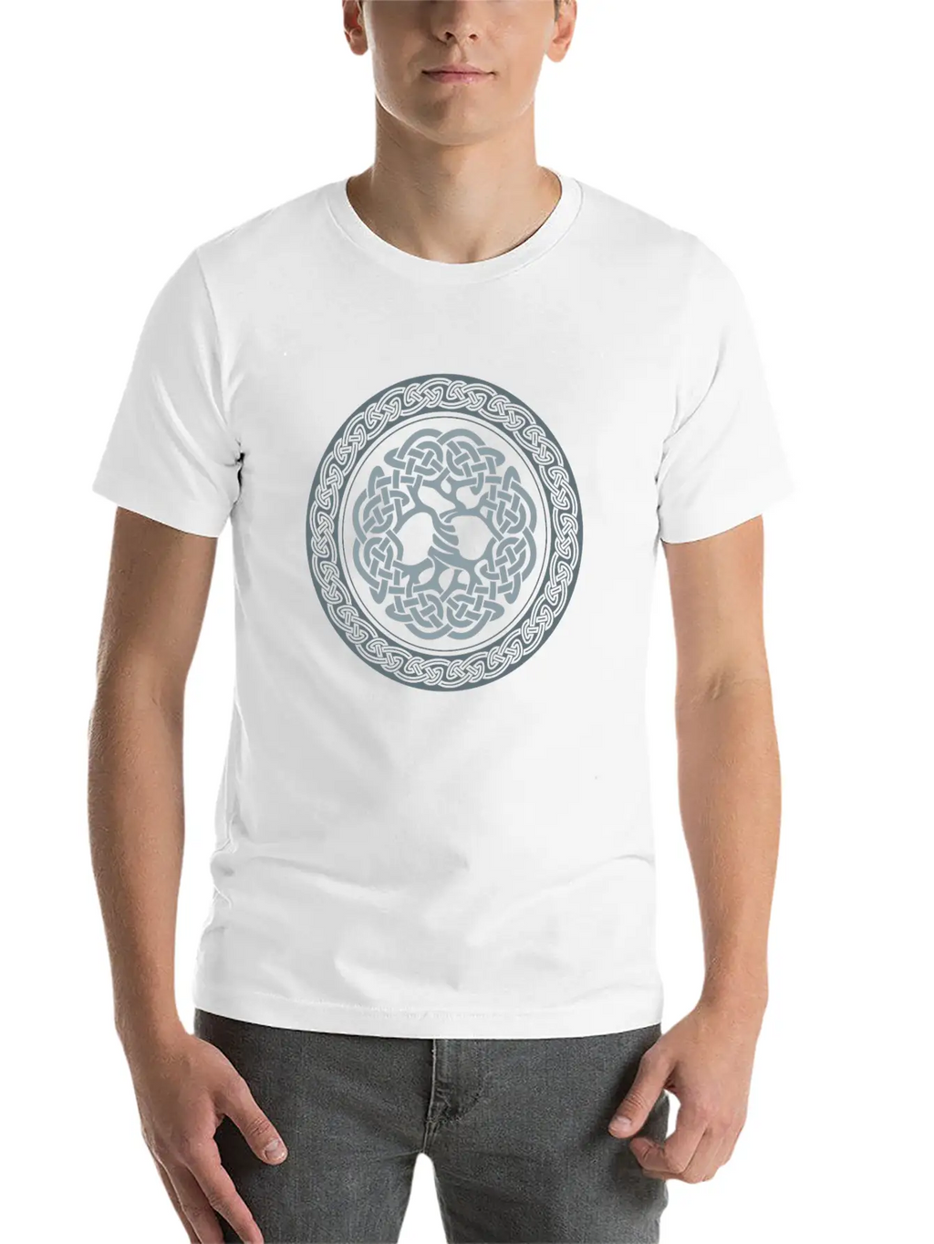Celtic Tree, Grey Classic Cotton Tee – Unisex Comfort For Any Season