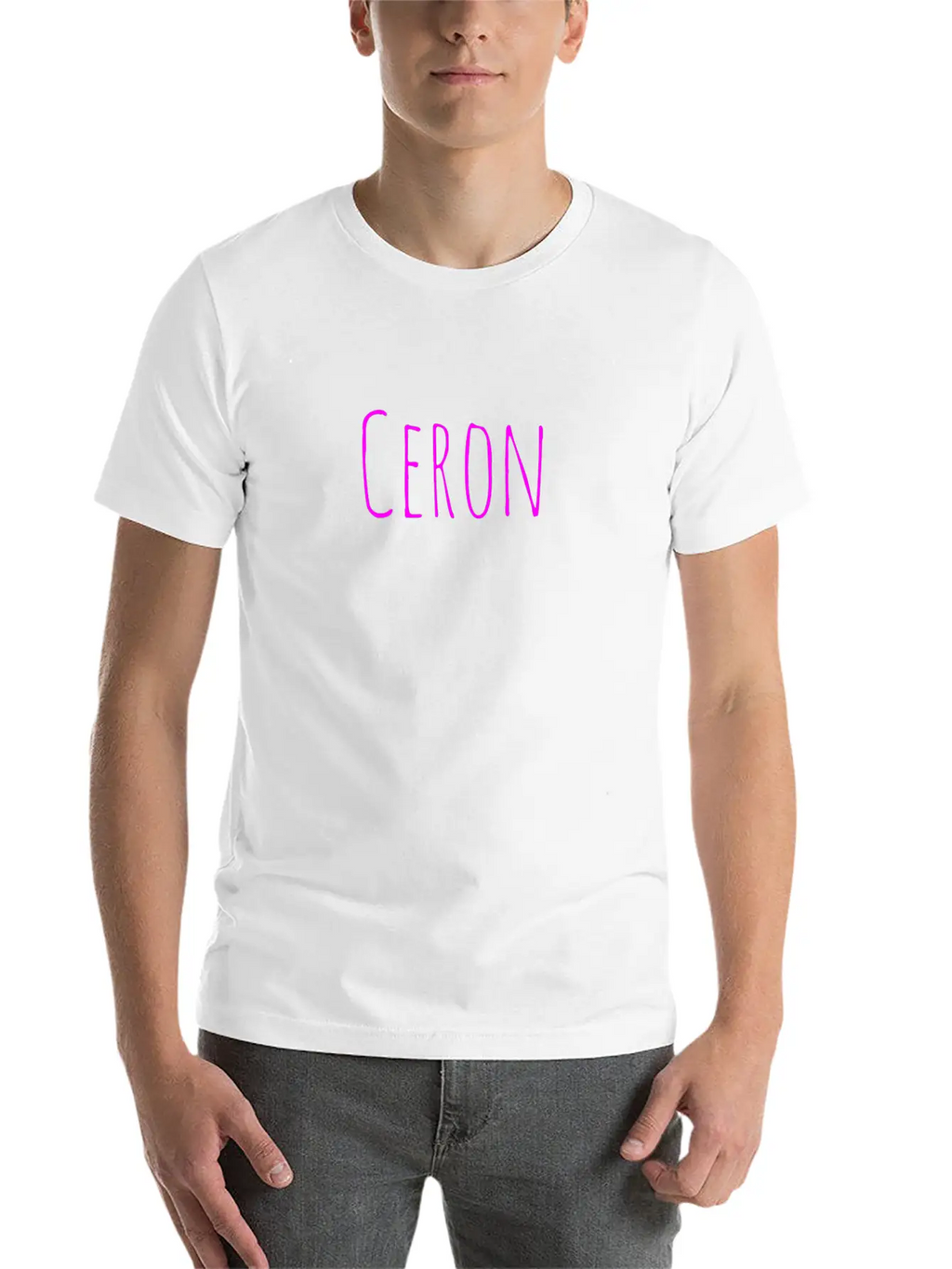 Ceron Hot Pink Lettering Classic Cotton Tee – Unisex Comfort For Any Season